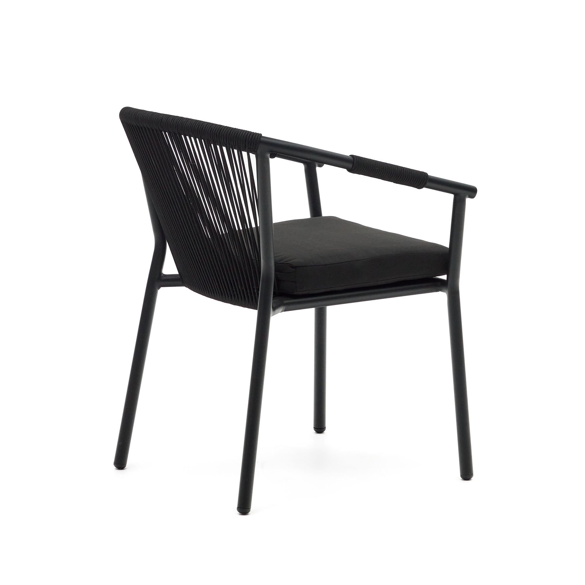 Xelida stackable garden chair in aluminium and black cord