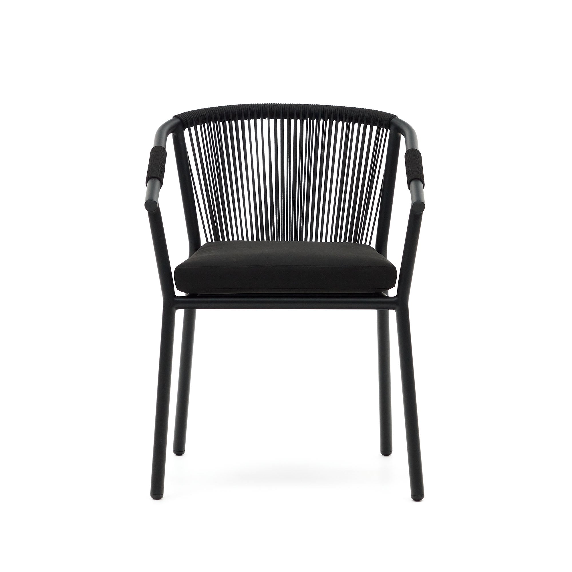 Xelida stackable garden chair in aluminium and black cord