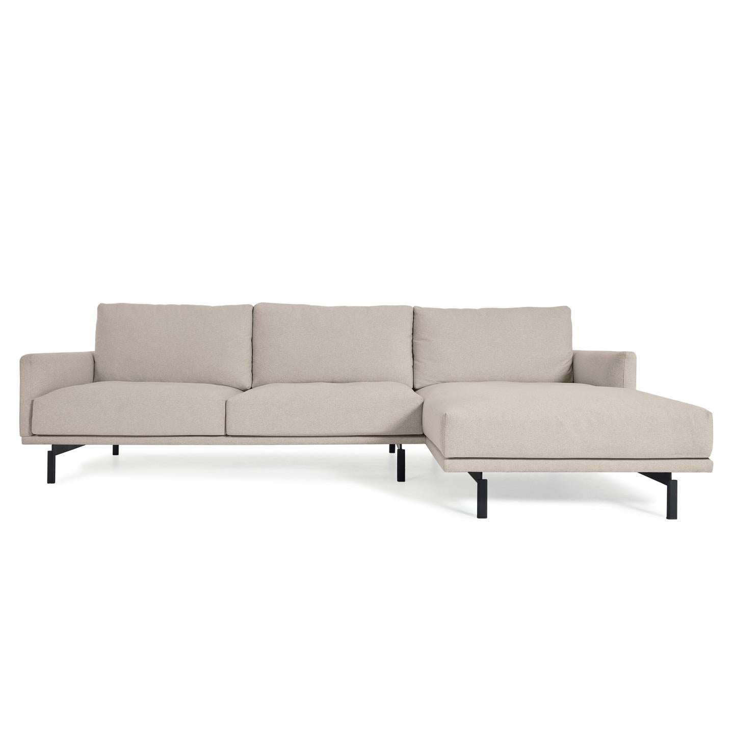 Galene 3 seater sofa with right-hand chaise longue in beige, 254 cm