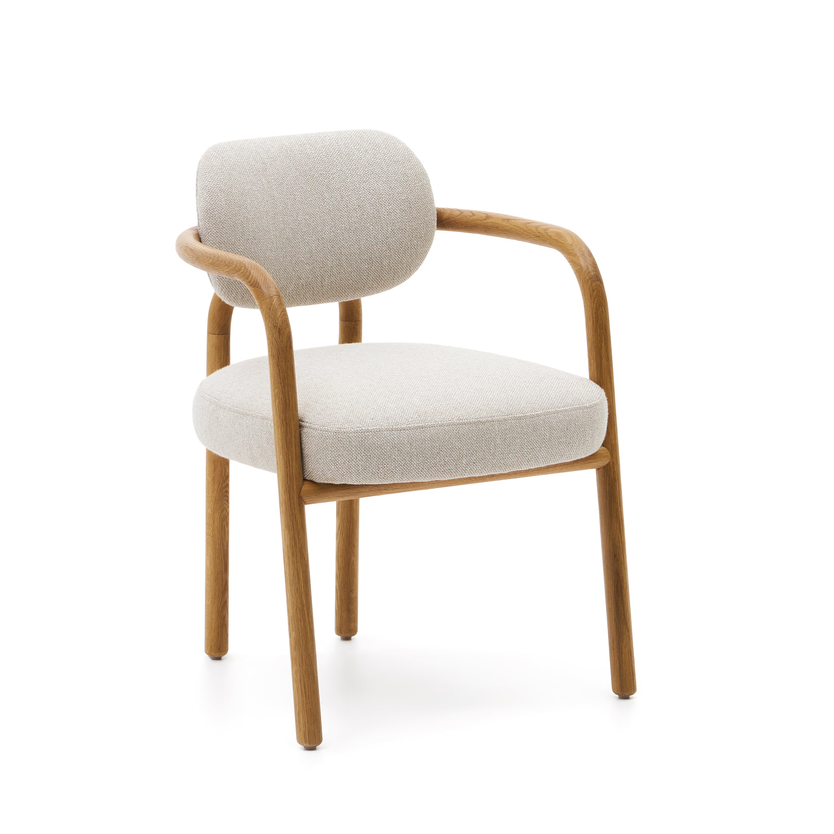 Melqui beige chair in solid oak wood a natural finish - Product Image