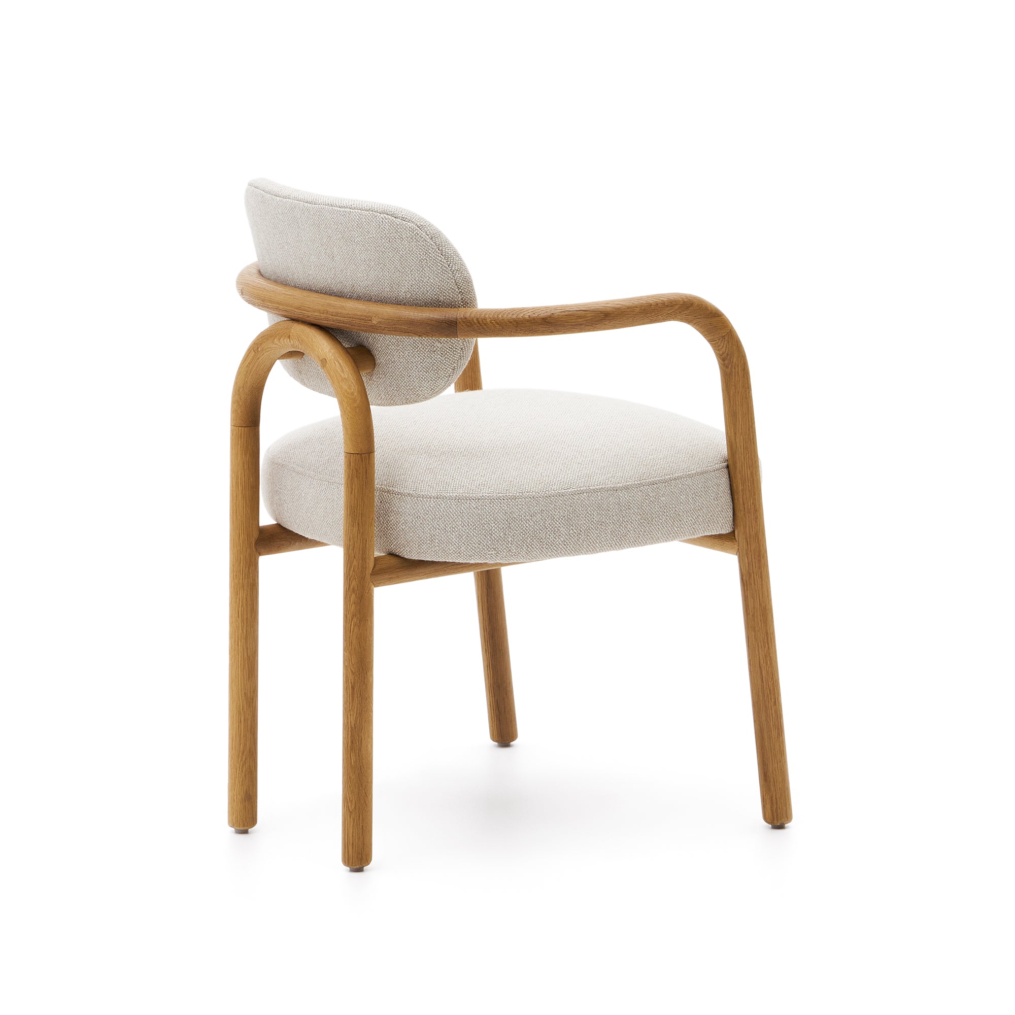Melqui beige chair in solid oak wood a natural finish - Product Image