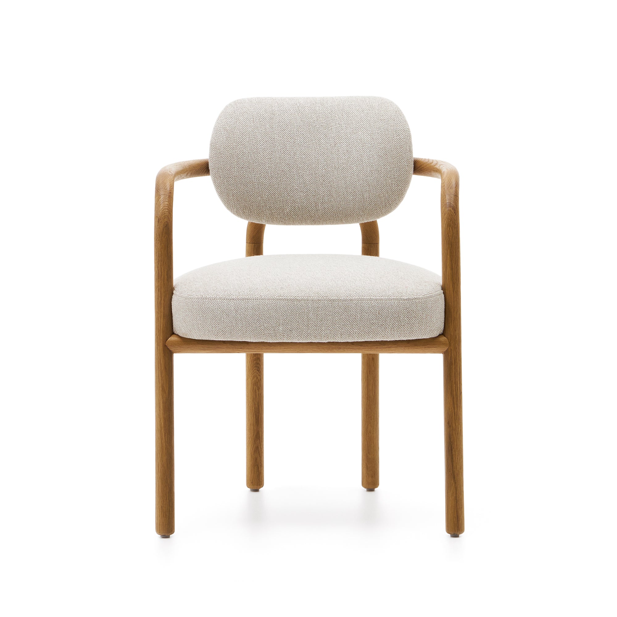 Melqui beige chair in solid oak wood a natural finish - Product Image