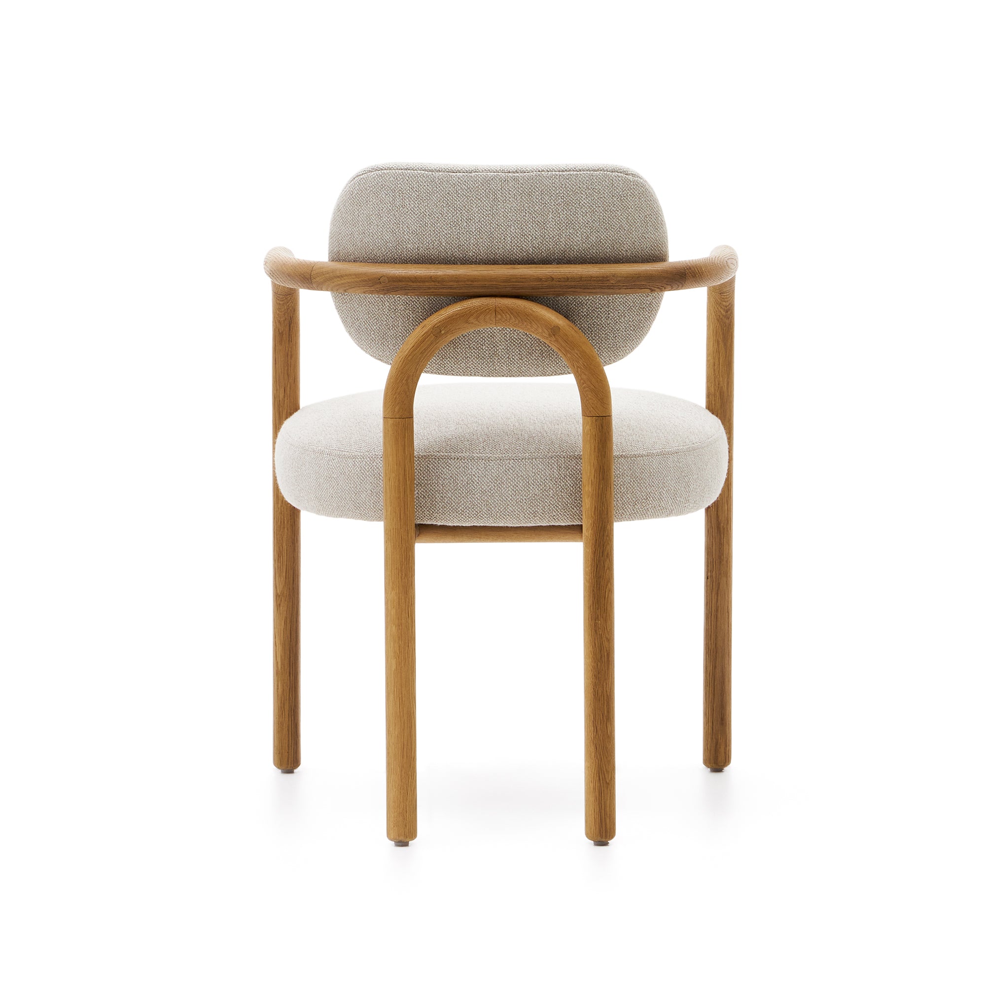 Melqui beige chair in solid oak wood a natural finish - Product Image
