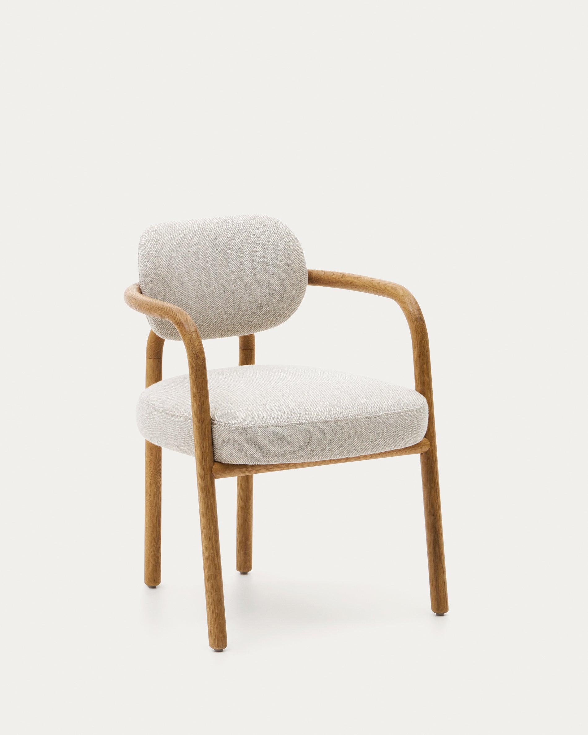 Melqui beige chair in solid oak wood a natural finish - Product View