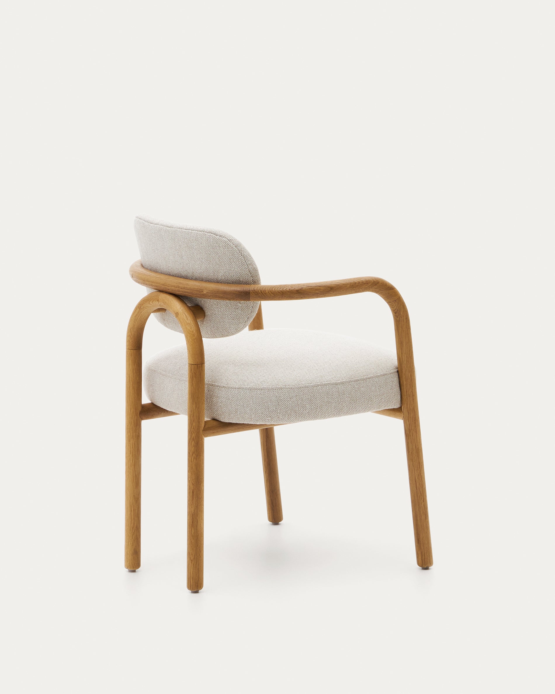 Melqui beige chair in solid oak wood a natural finish - Product View
