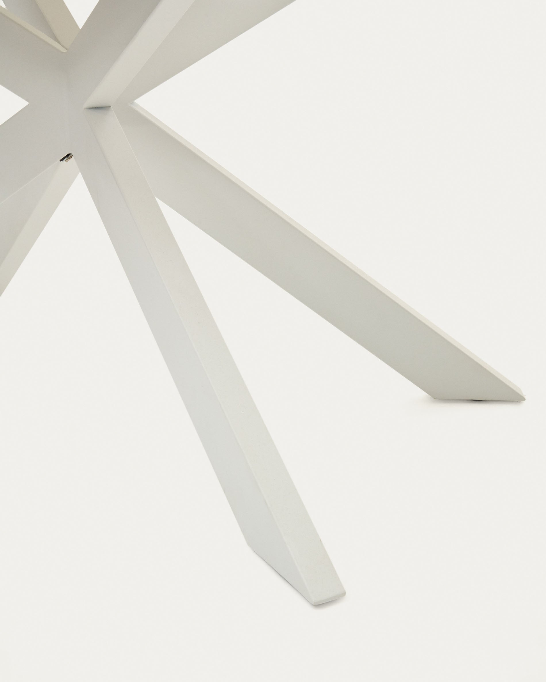 Atminda extendable table in glass and MDF with steel legs in white, 160 (210) x 90 cm - Detail