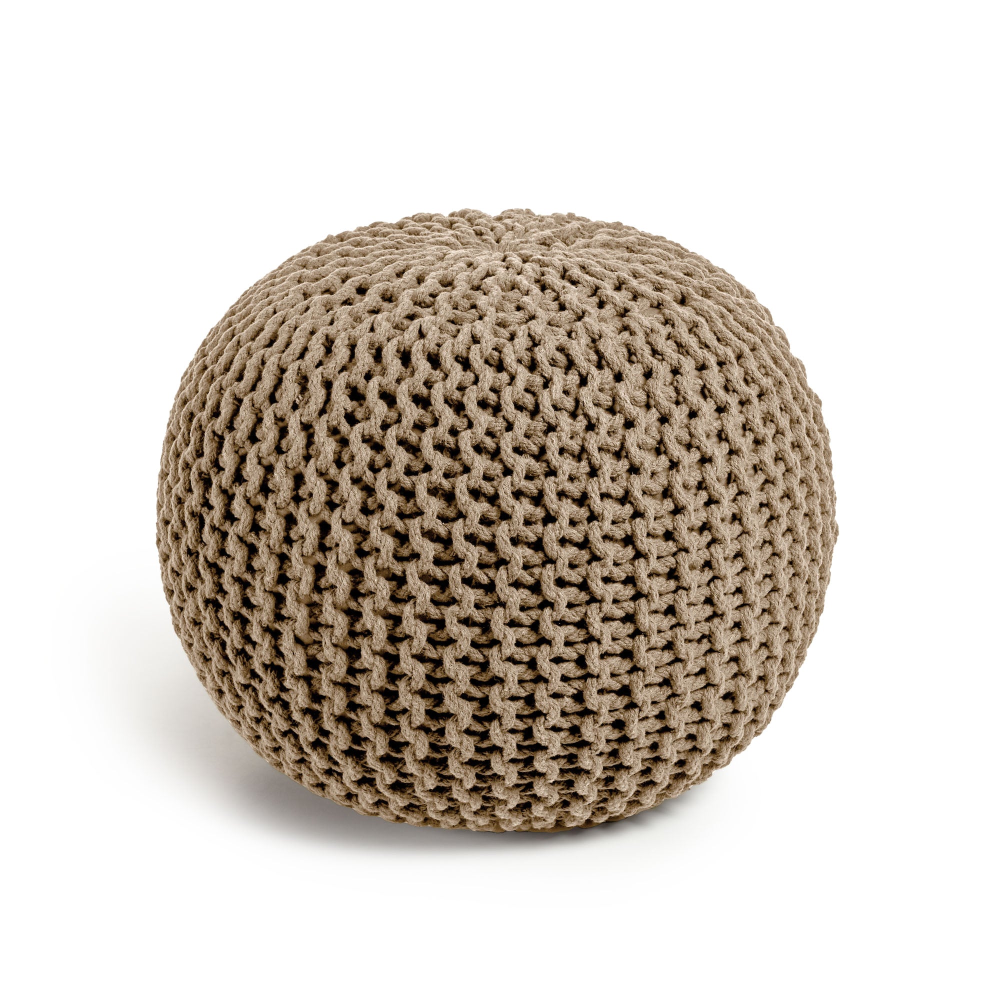 Chloe round pouf, 100% beige cotton, Ø 50 cm