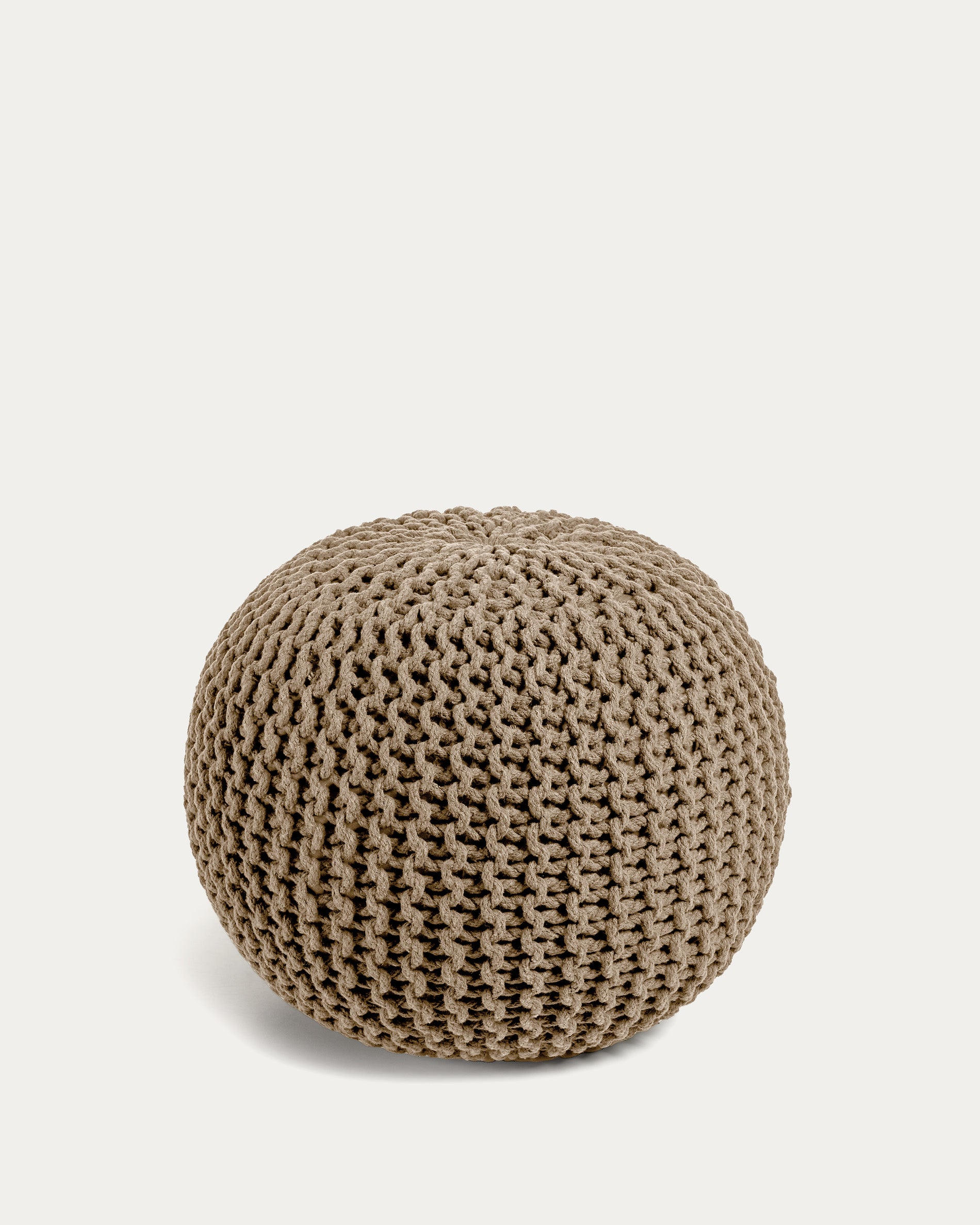 Chloe round pouf, 100% beige cotton, Ø 50 cm