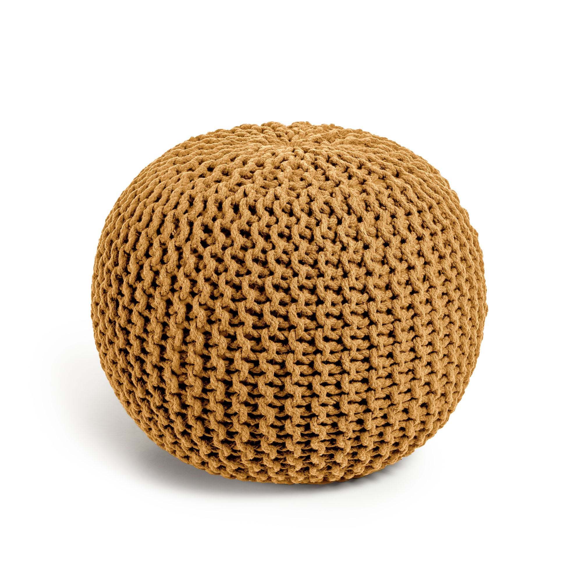 Chloe round pouf, 100% mustard yellow cotton, Ø 50 cm