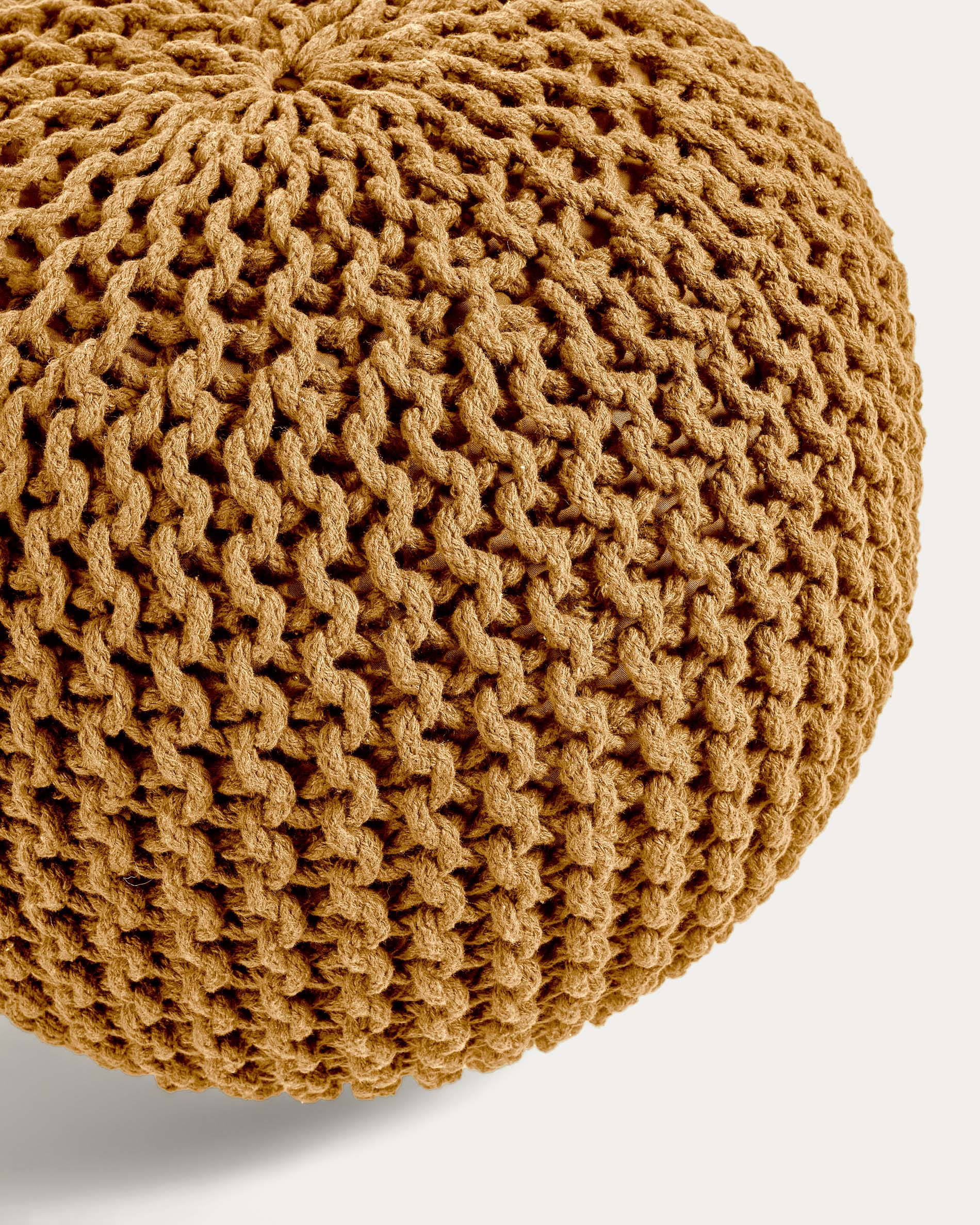 Chloe round pouf, 100% mustard yellow cotton, Ø 50 cm