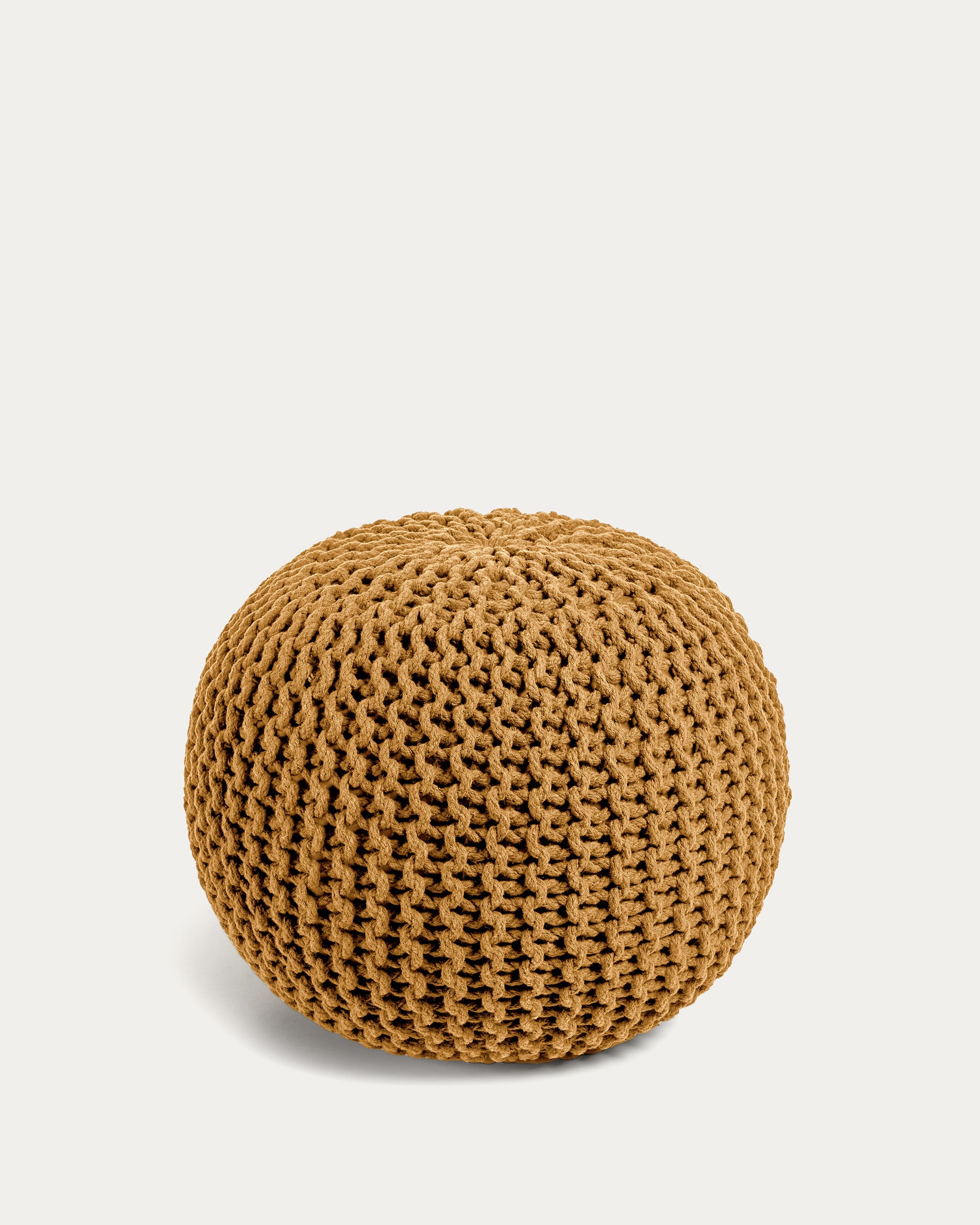 Chloe round pouf, 100% mustard yellow cotton, Ø 50 cm