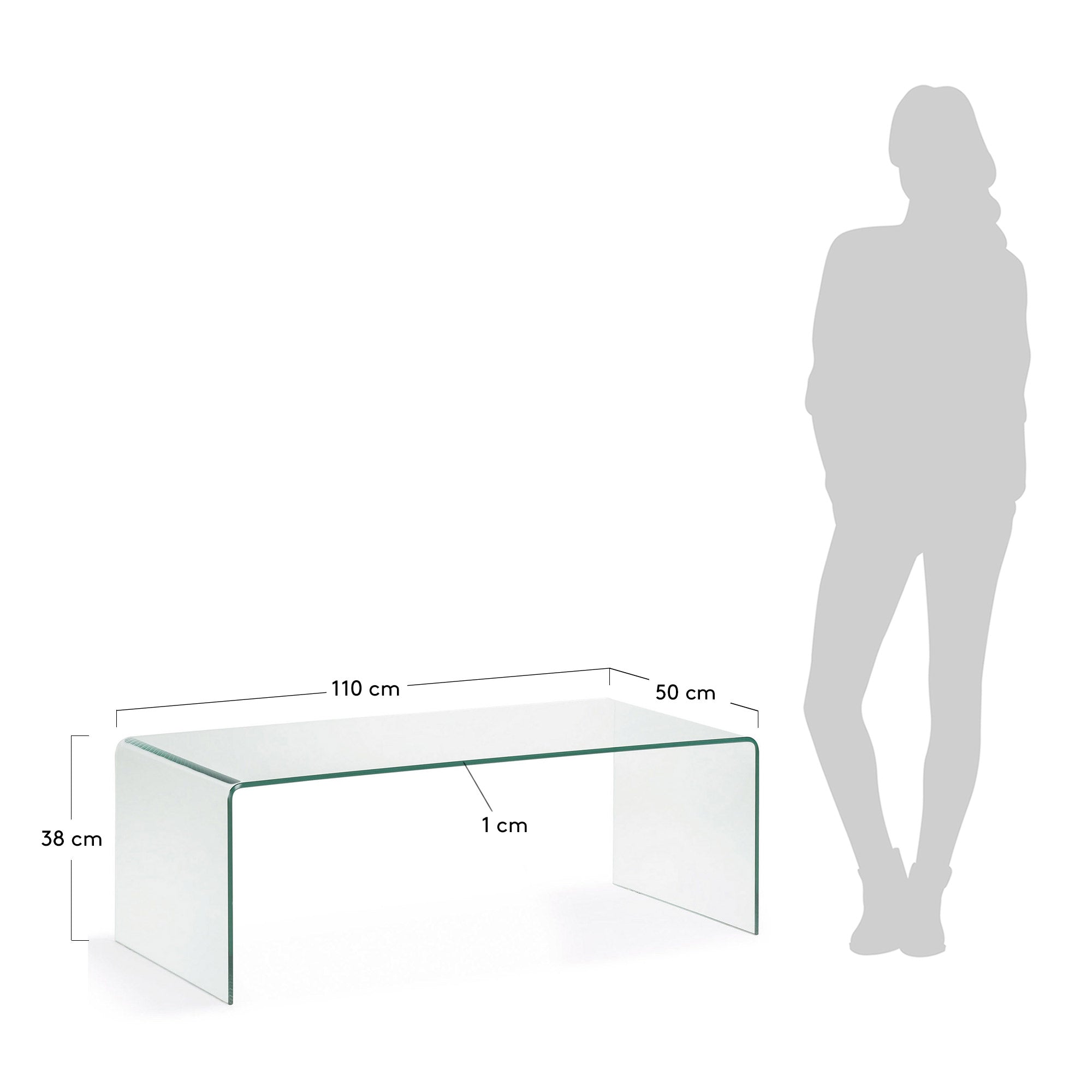 Burano glass coffee table 110 x 50 cm - Measurements