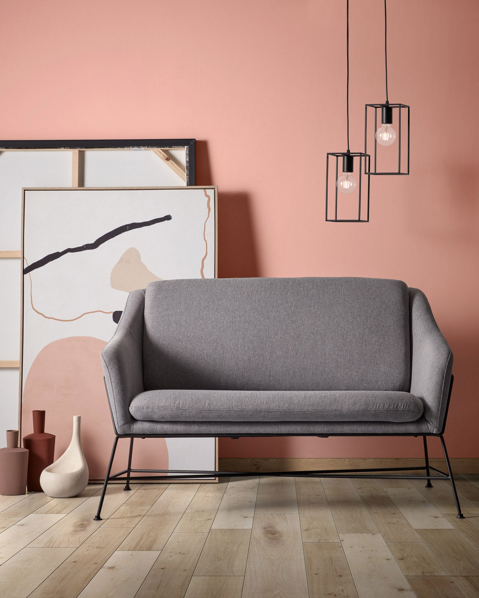 Brida 2 seater sofa in dark grey, 128 cm - Lifestyle