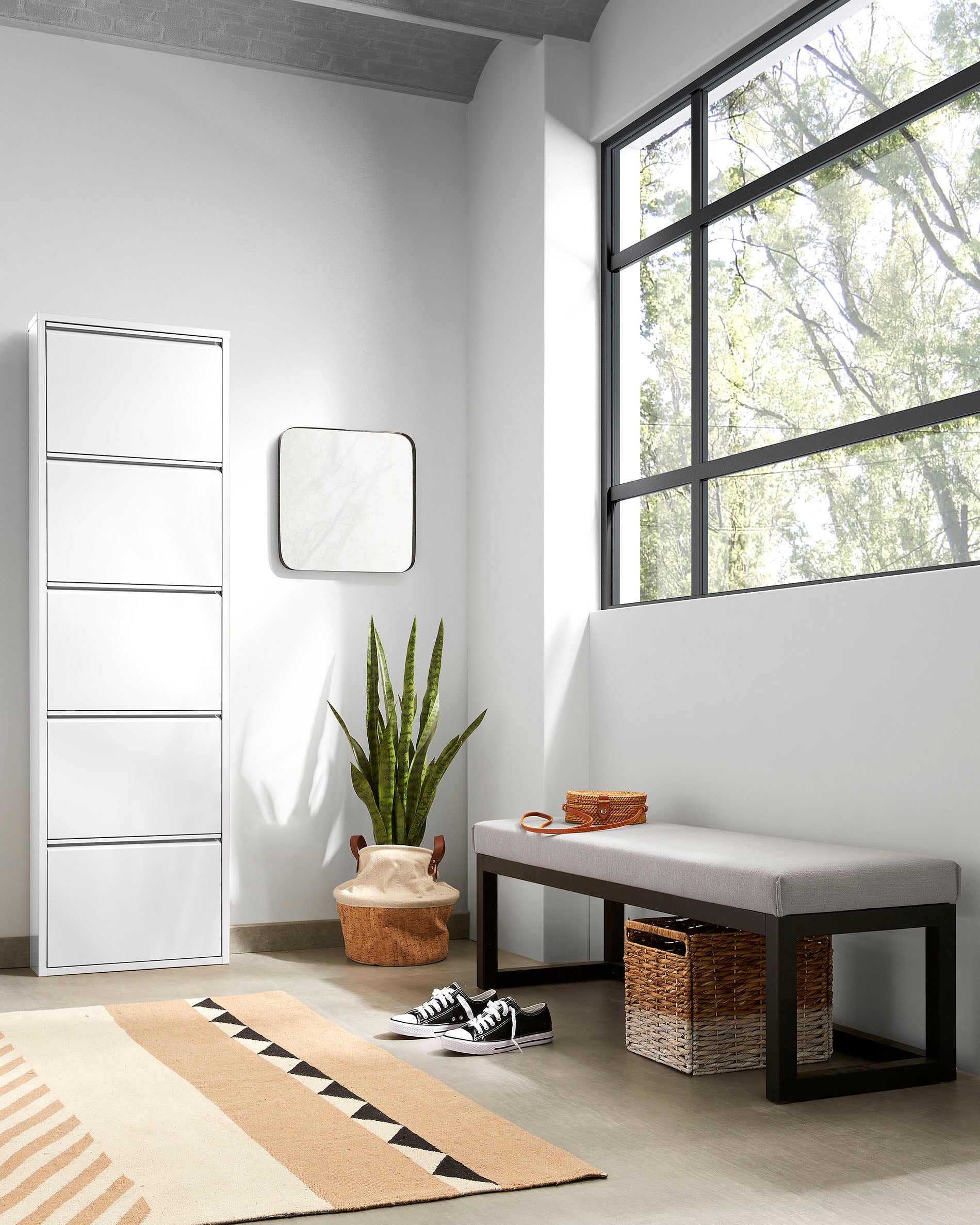 Shoe rack Ode 50 x 168,5 cm 5 doors white - Lifestyle