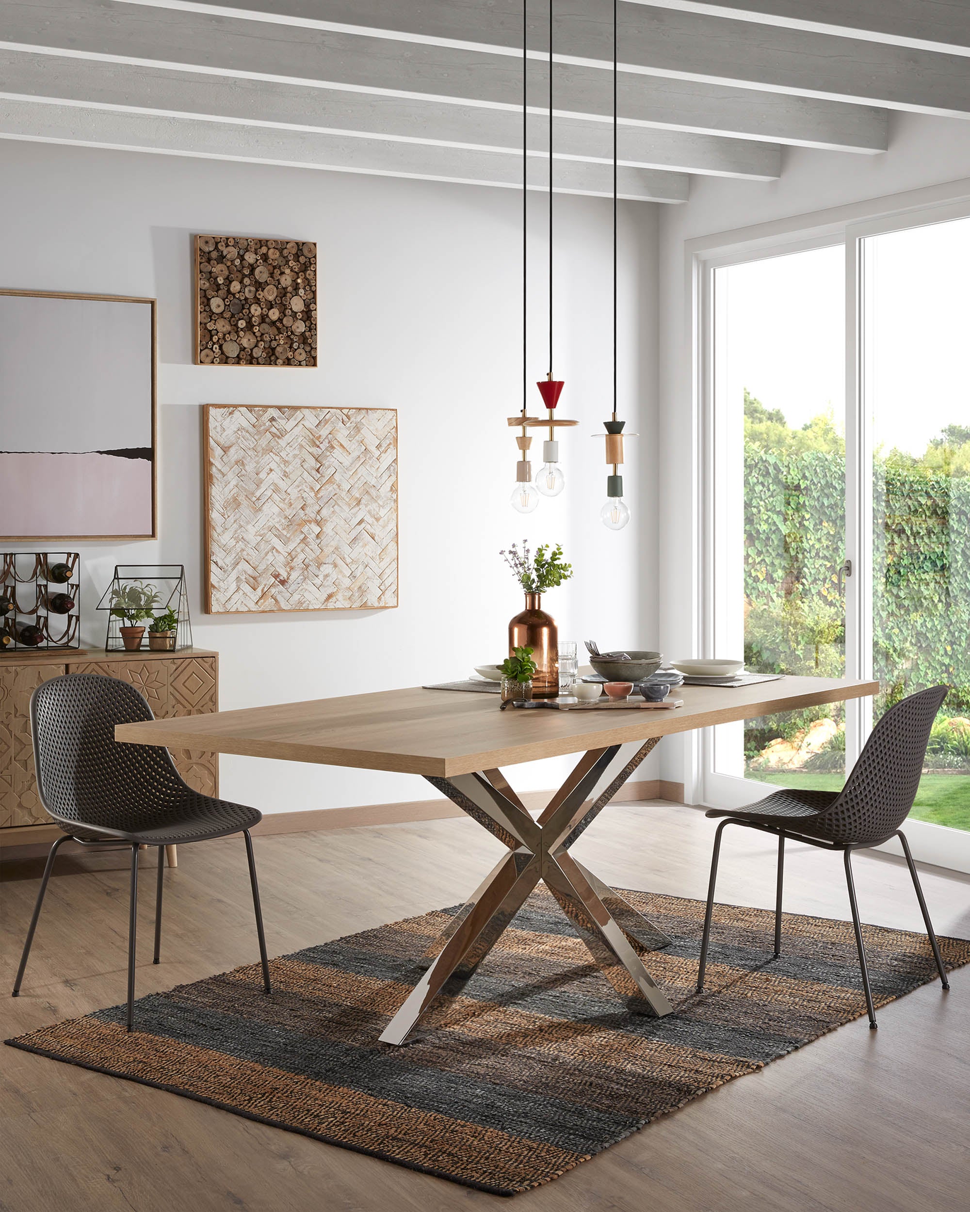 Argo table 160 cm natural melamine stainless steel legs - Lifestyle