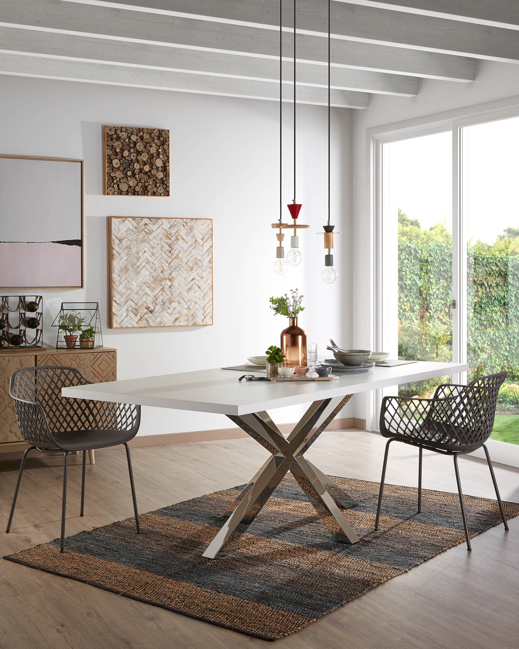 Argo table 160 cm white melamine stainless steel legs - Lifestyle