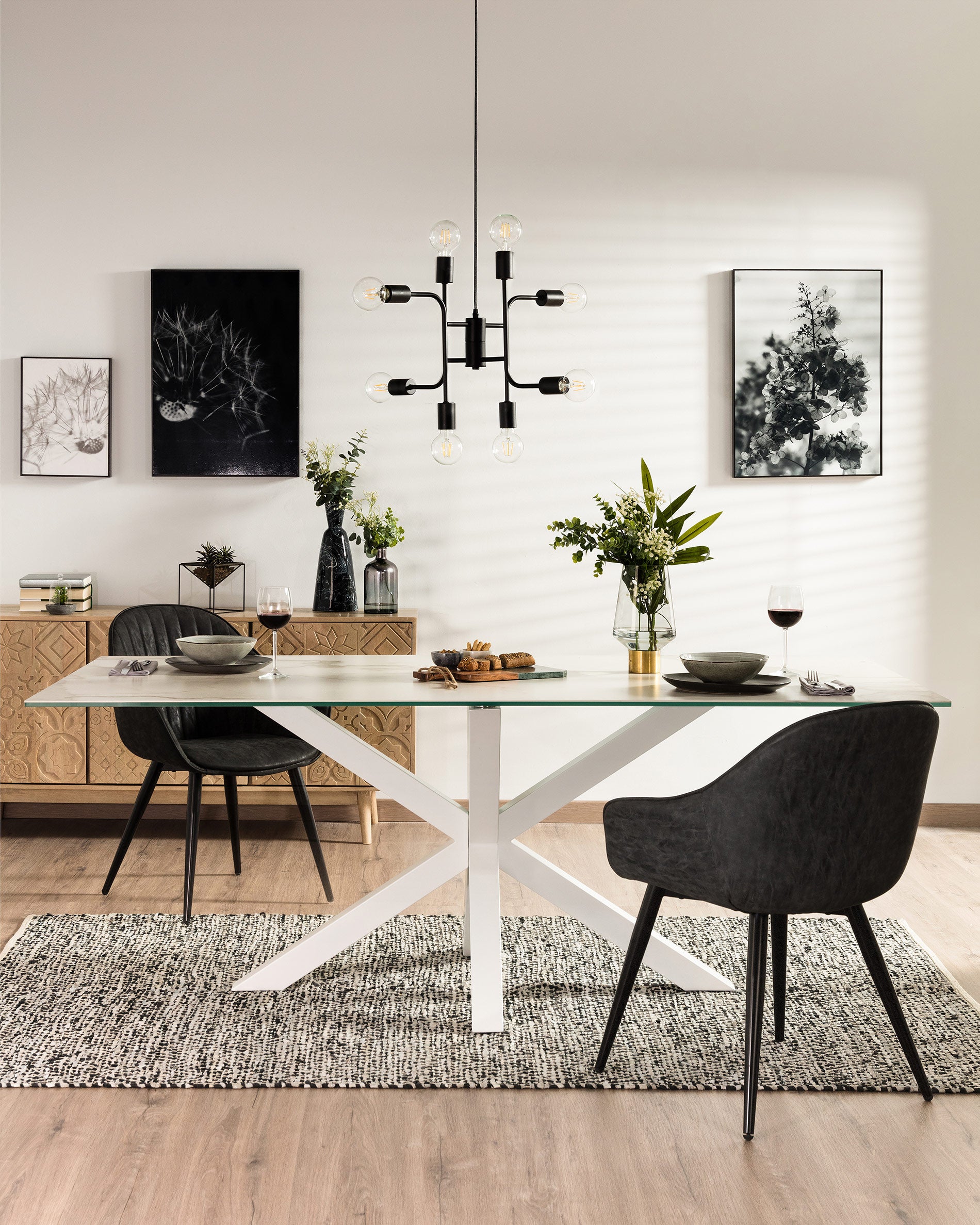 Argo table in white Kalos porcelain and steel legs with white finish, 160 x 90 cm - Lifestyle