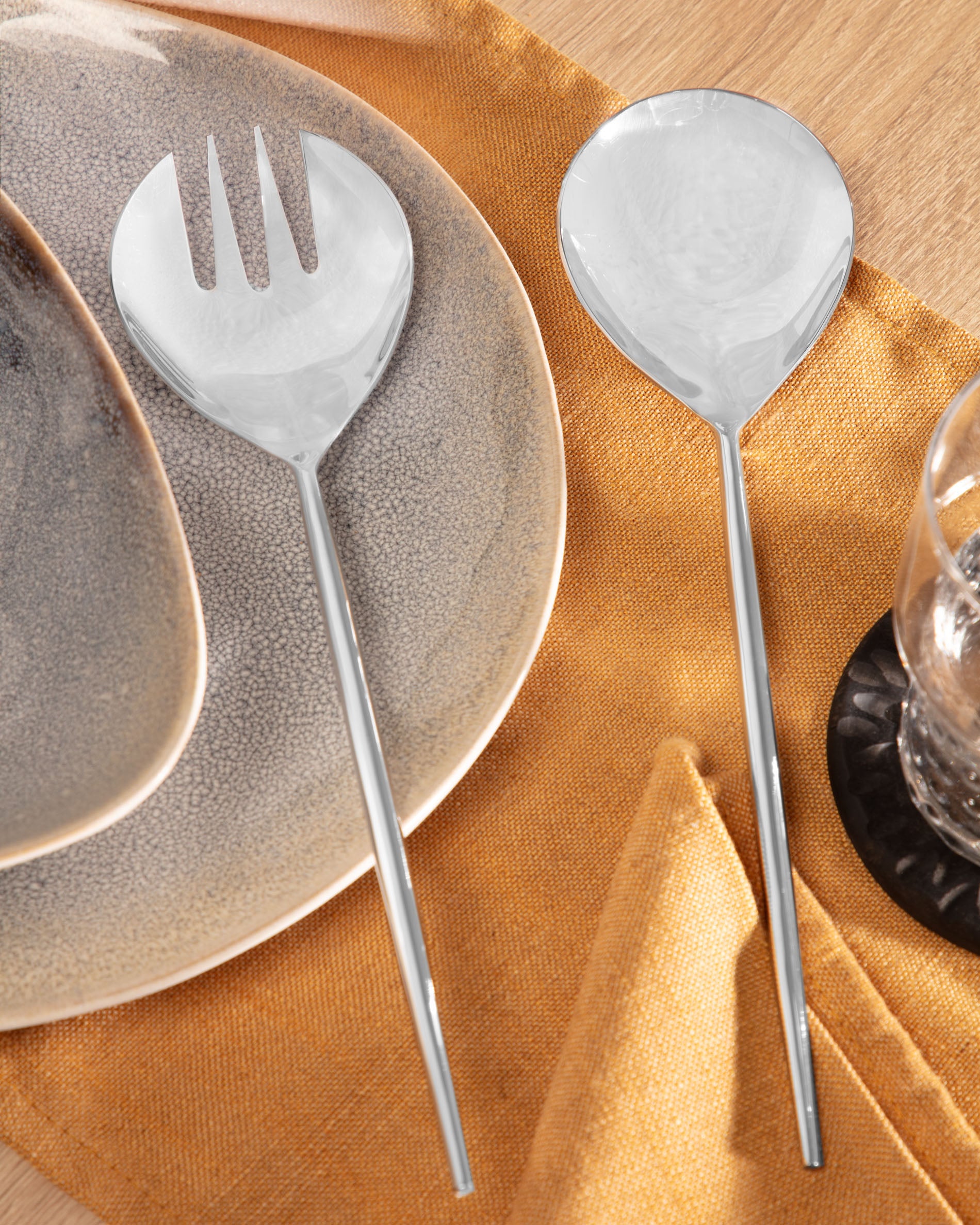 Crisps 2-piece cutlery set for salad silver - Lifestyle
