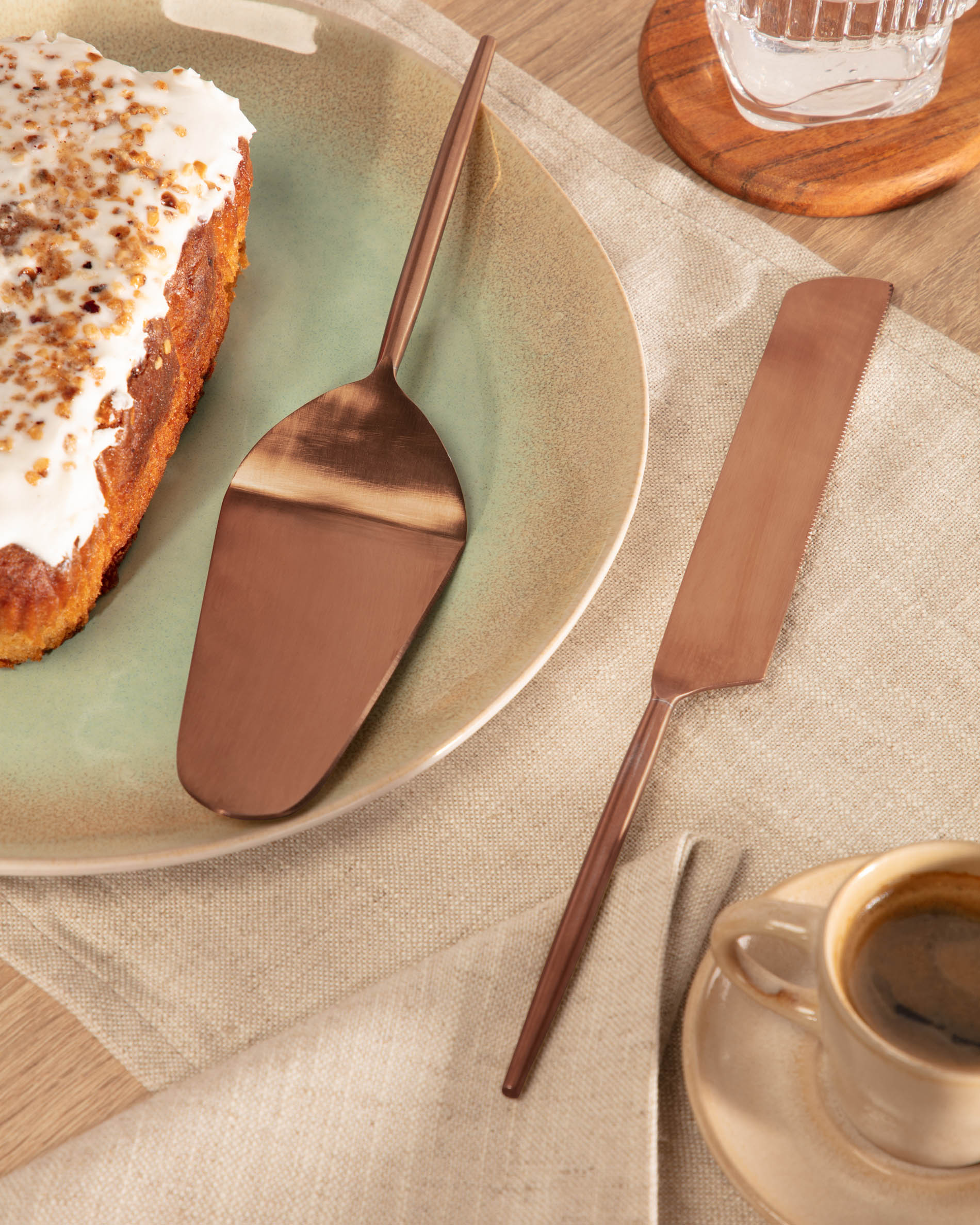 Kelda 2-piece cutlery set for cake rose gold - Lifestyle