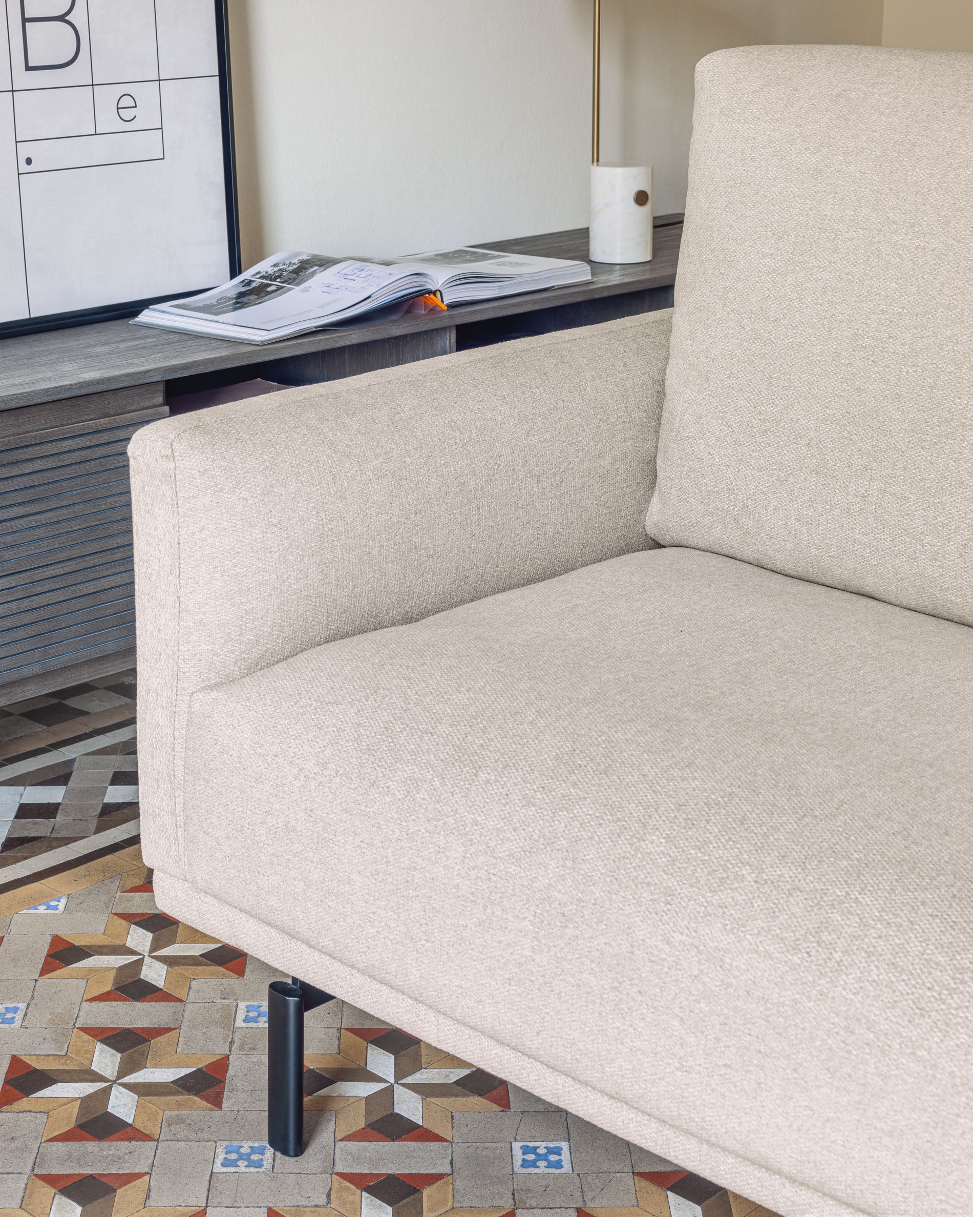 Galene 4 seater sofa with right-hand chaise longue in beige, 314 cm FSC Mix Credit - Lifestyle