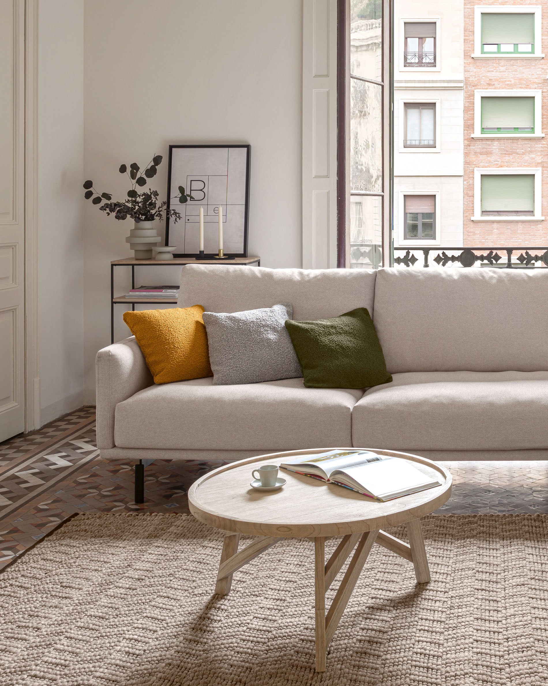 Galene 4 seater sofa with right-hand chaise longue in beige, 314 cm FSC Mix Credit - Lifestyle