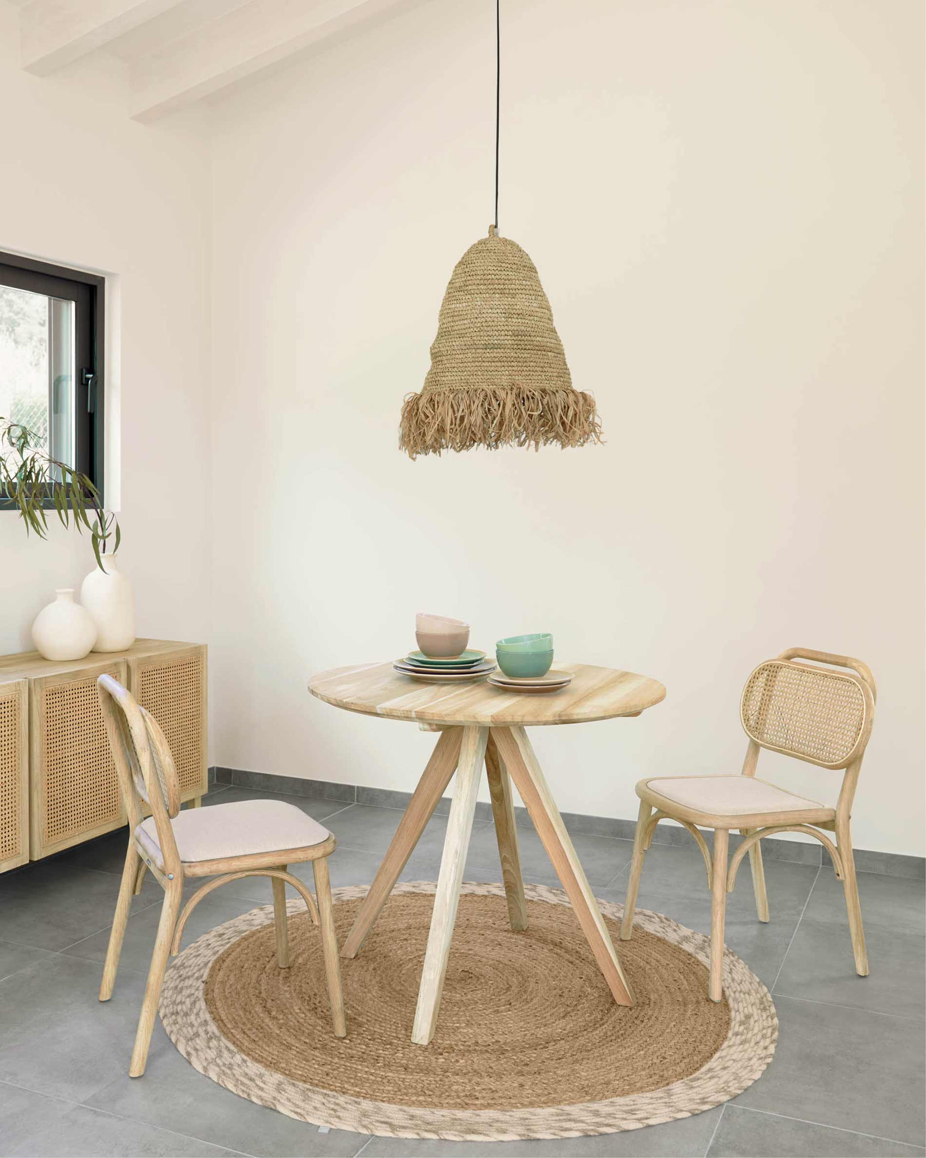 Doriane solid oak chair with natural finish and upholstered seat FSC Mix Credit - Lifestyle