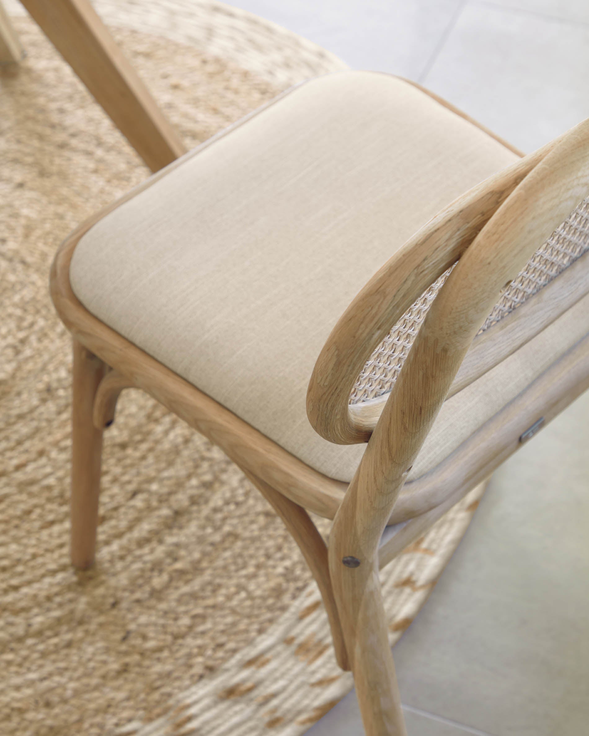Doriane solid oak chair with natural finish and upholstered seat FSC Mix Credit - Lifestyle