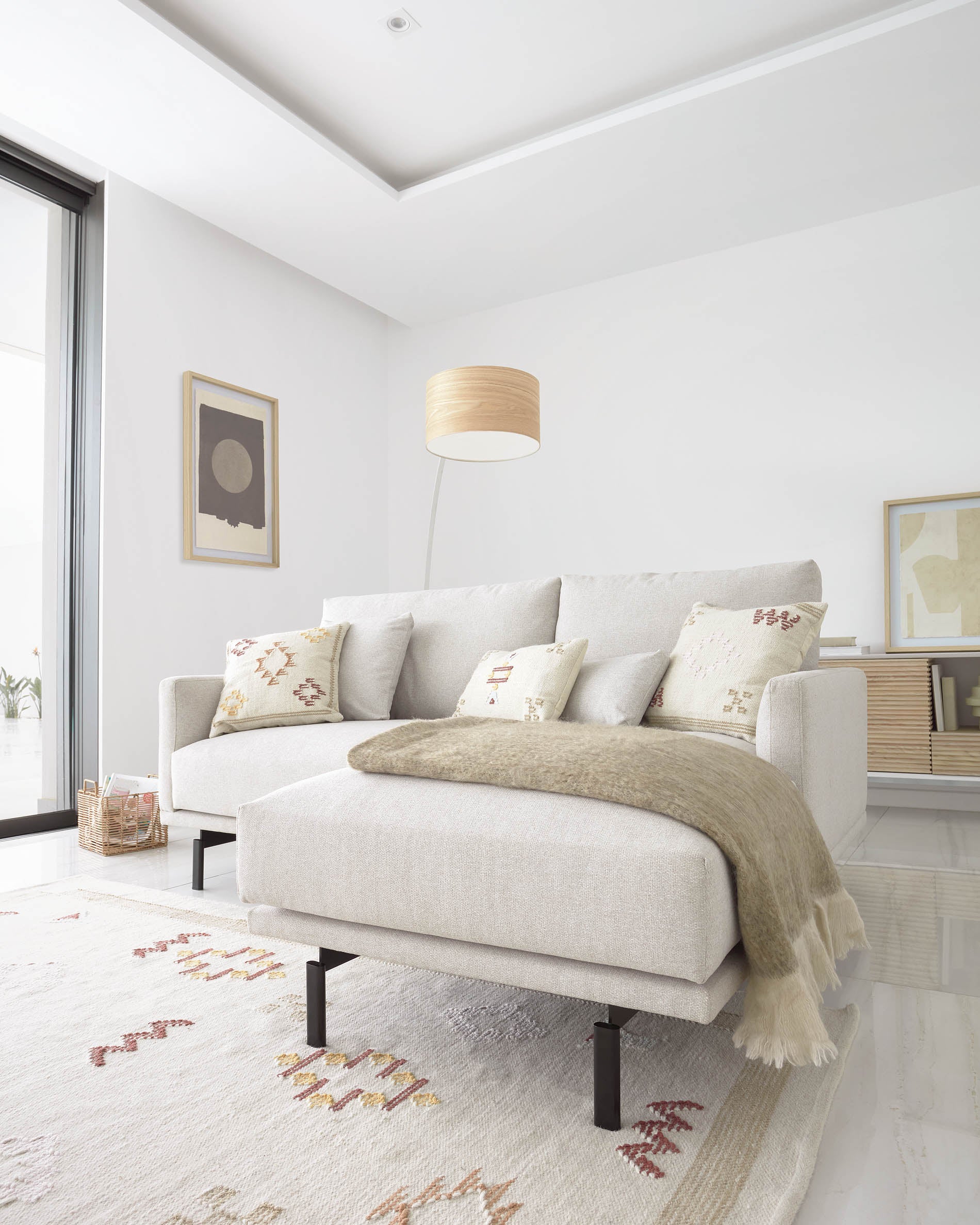 Galene 3 seater sofa with left-hand chaise longue in beige, 194 cm FSC Mix Credit - Lifestyle