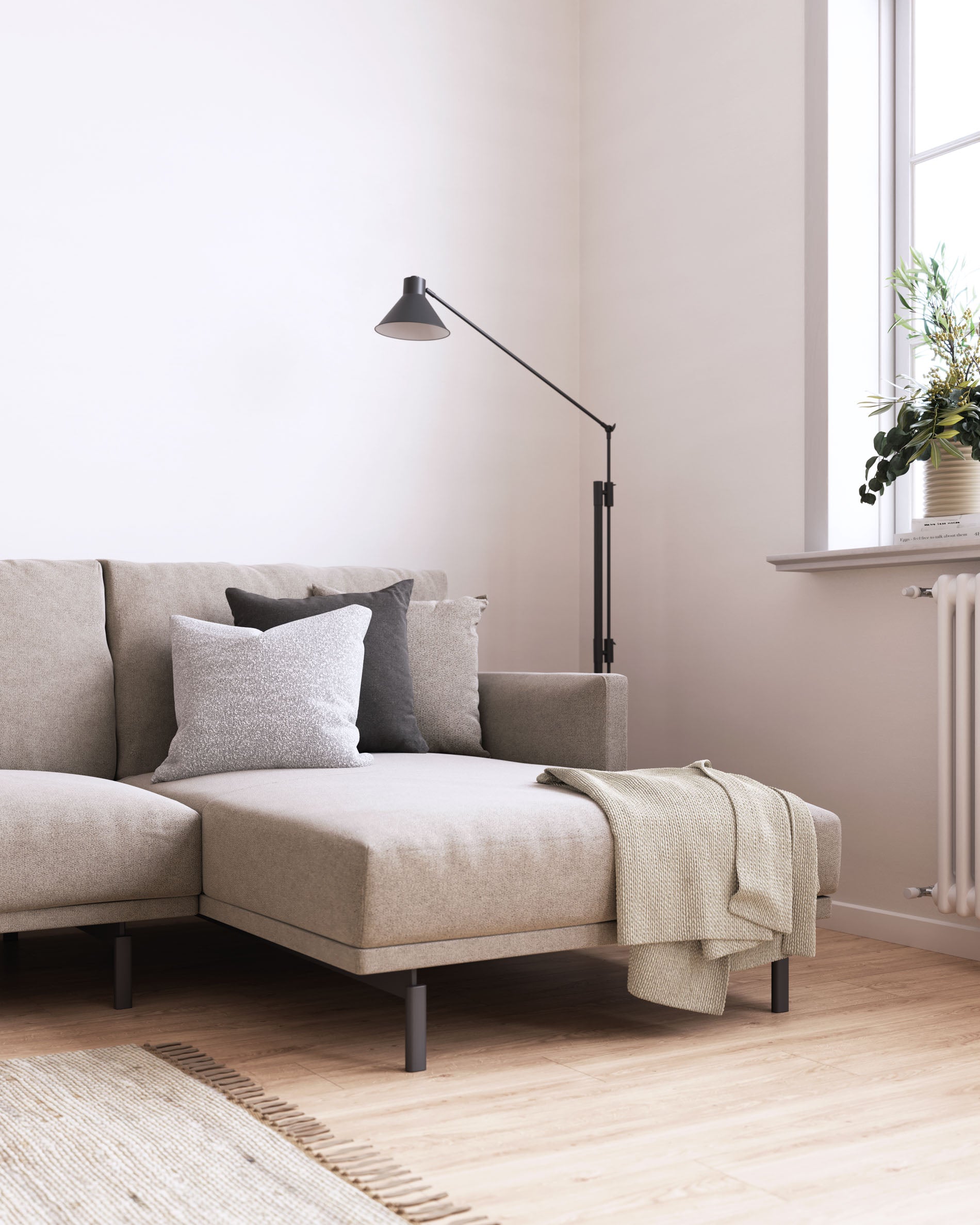 Galene 4 seater sofa with right-hand chaise longue in beige, 314 cm FSC Mix Credit - Lifestyle