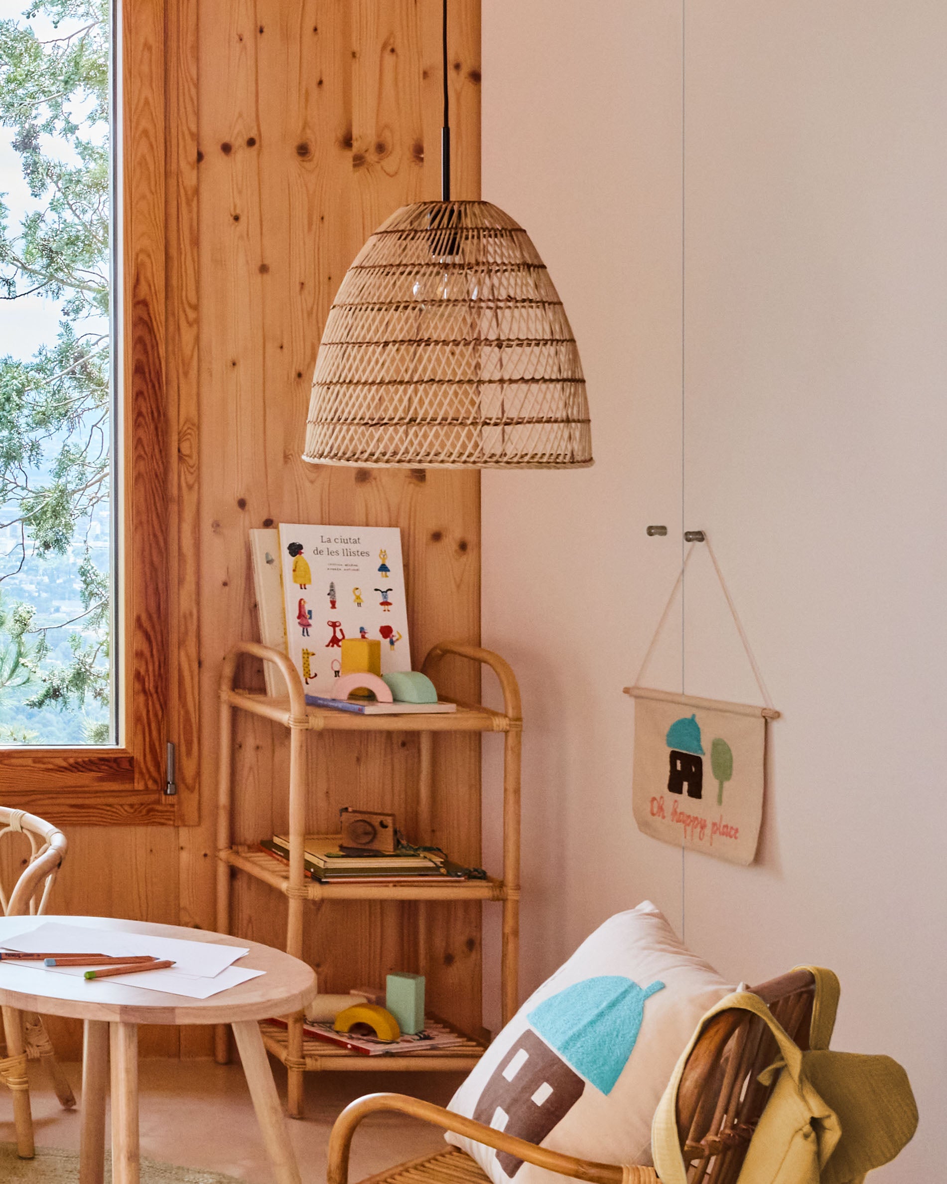 Ormela rattan shelving unit with natural finish, 40 x 80 cm - Lifestyle