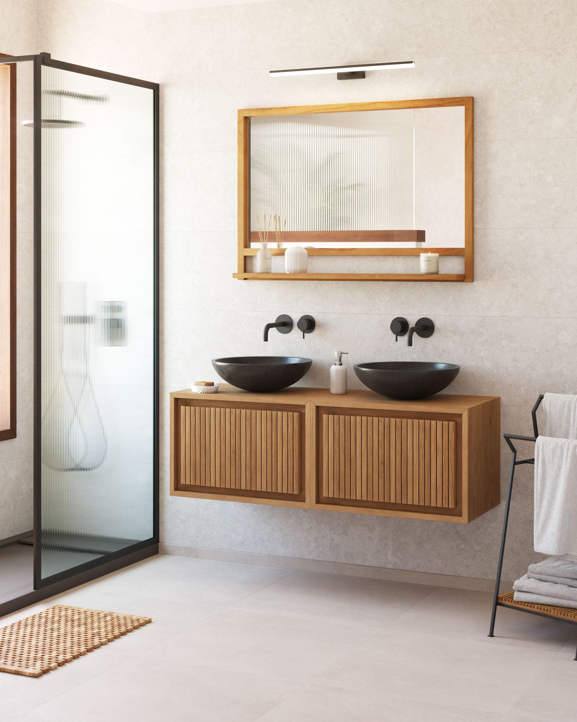 Taciana solid teak bathroom cabinet 60 x 40 cm - Lifestyle