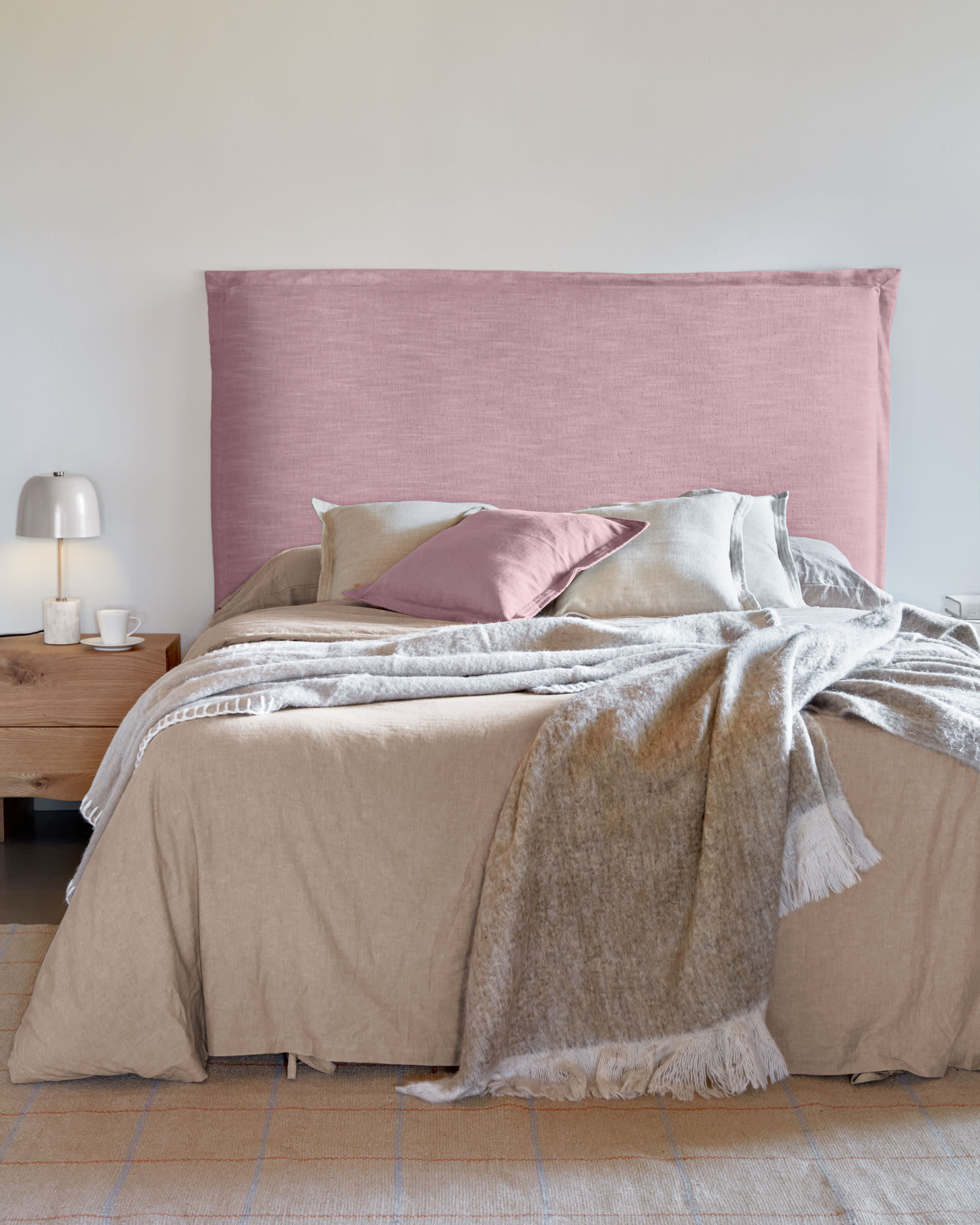 Tanit fejvég rózsaszín vászon levehető huzattal, 200 cm-es ágyakhoz