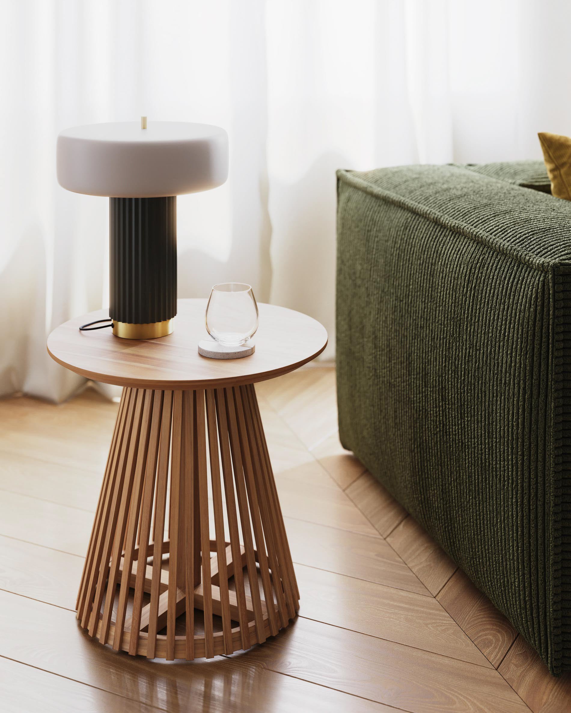 Jeanette round solid teak wood side table, Ø 50 cm - Lifestyle