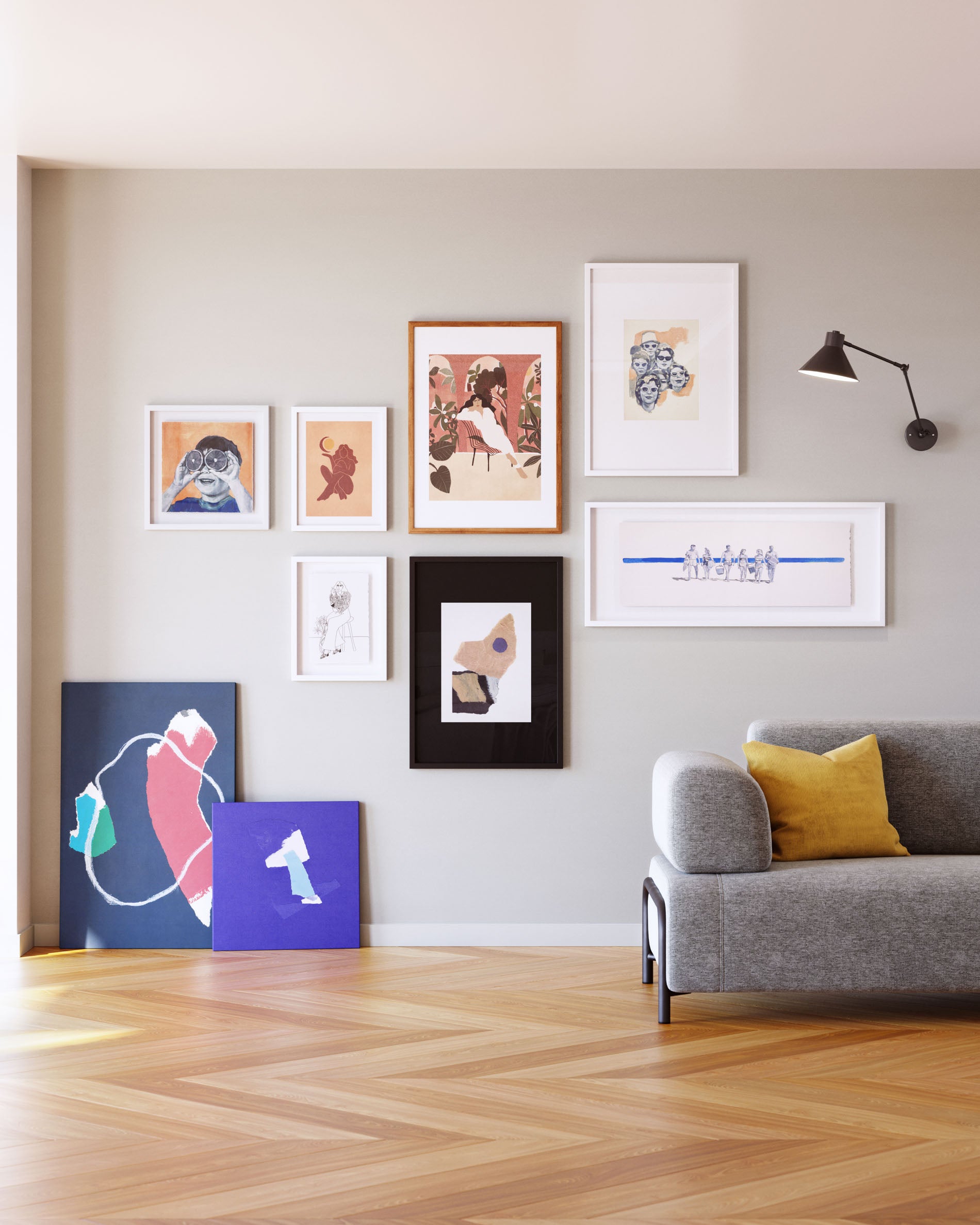 Zoeli blue and red abstract canvas 60 x 90 cm - Lifestyle