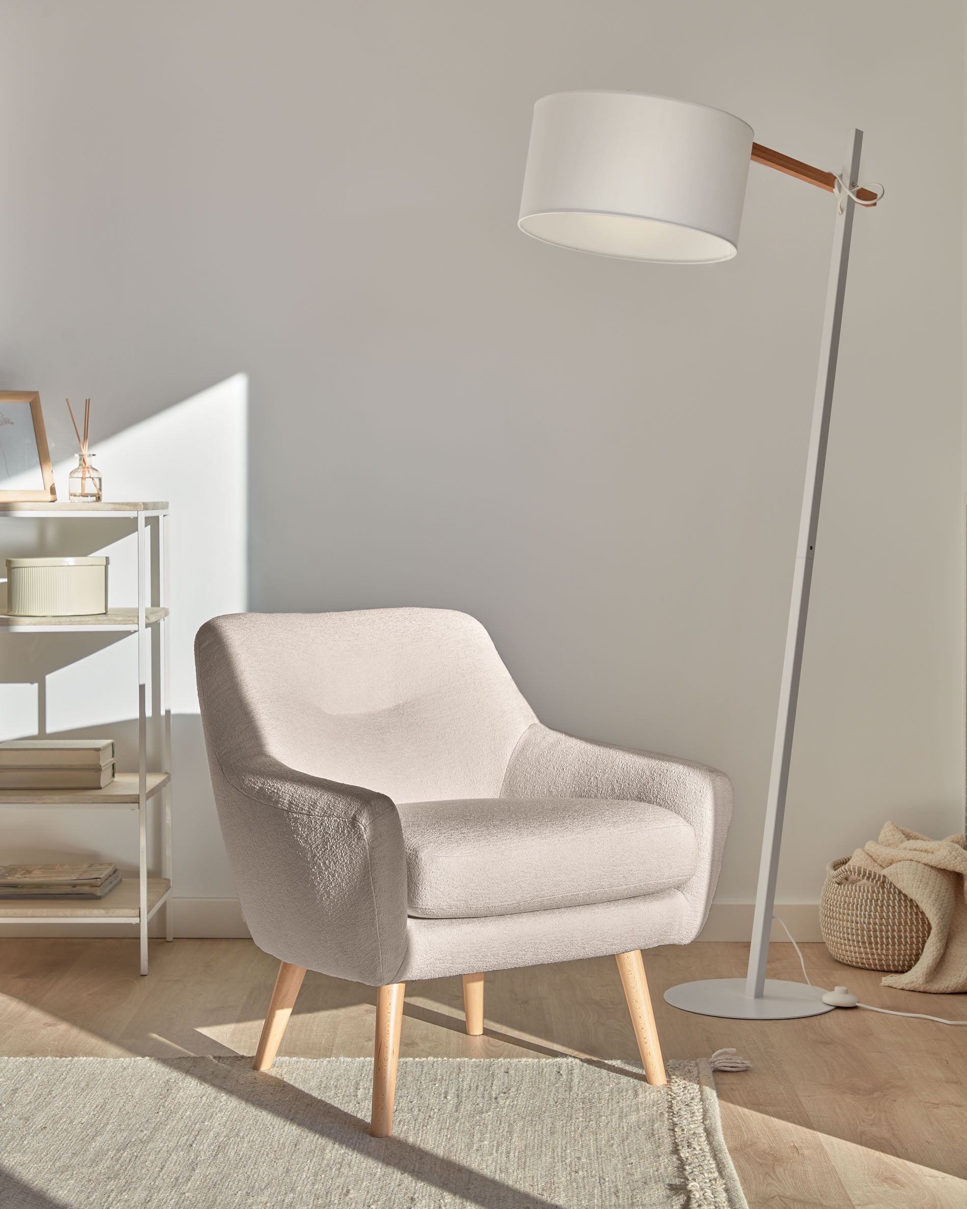 Candela armchair in grey micro bouclé FSC Mix Credit - Lifestyle