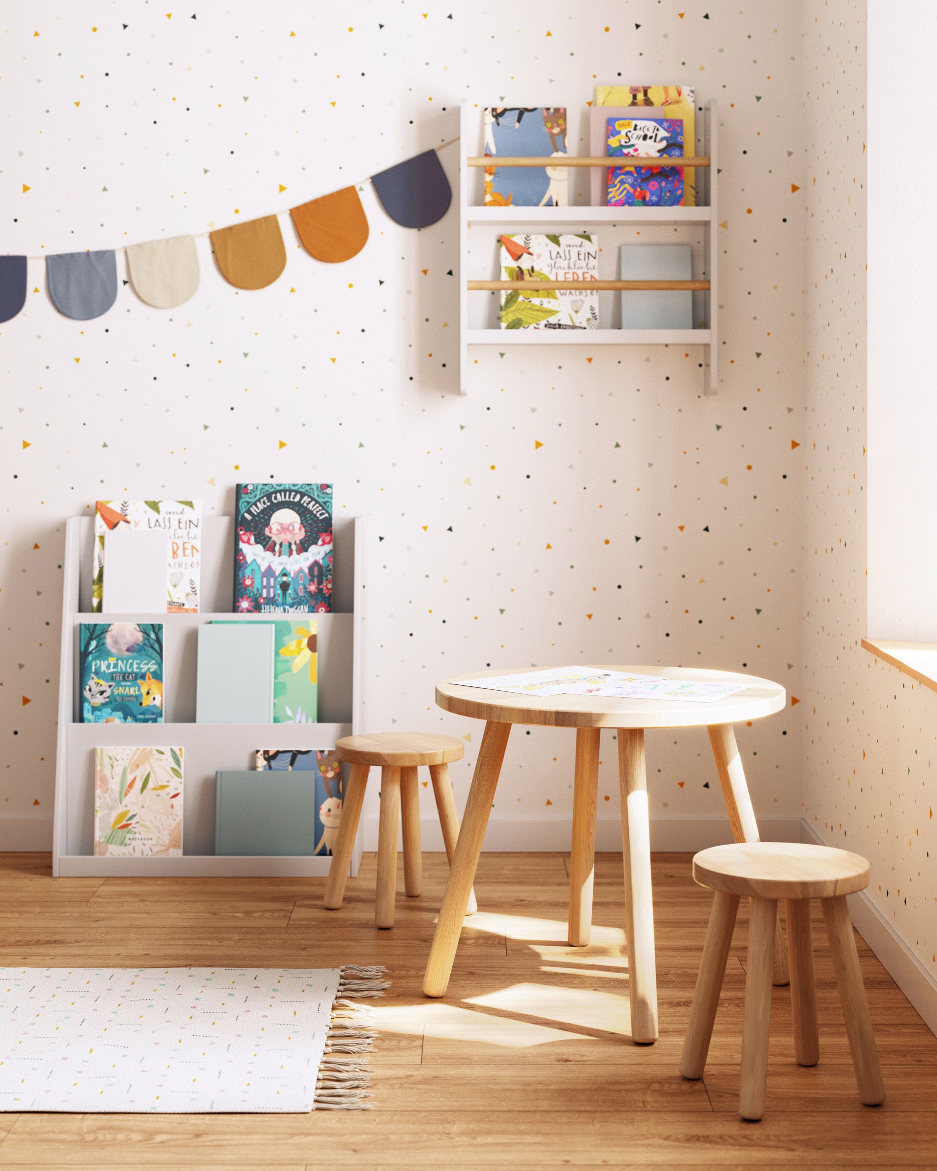 Adiventina bookcase in white MDF 59,5 x 69,5 cm - Lifestyle