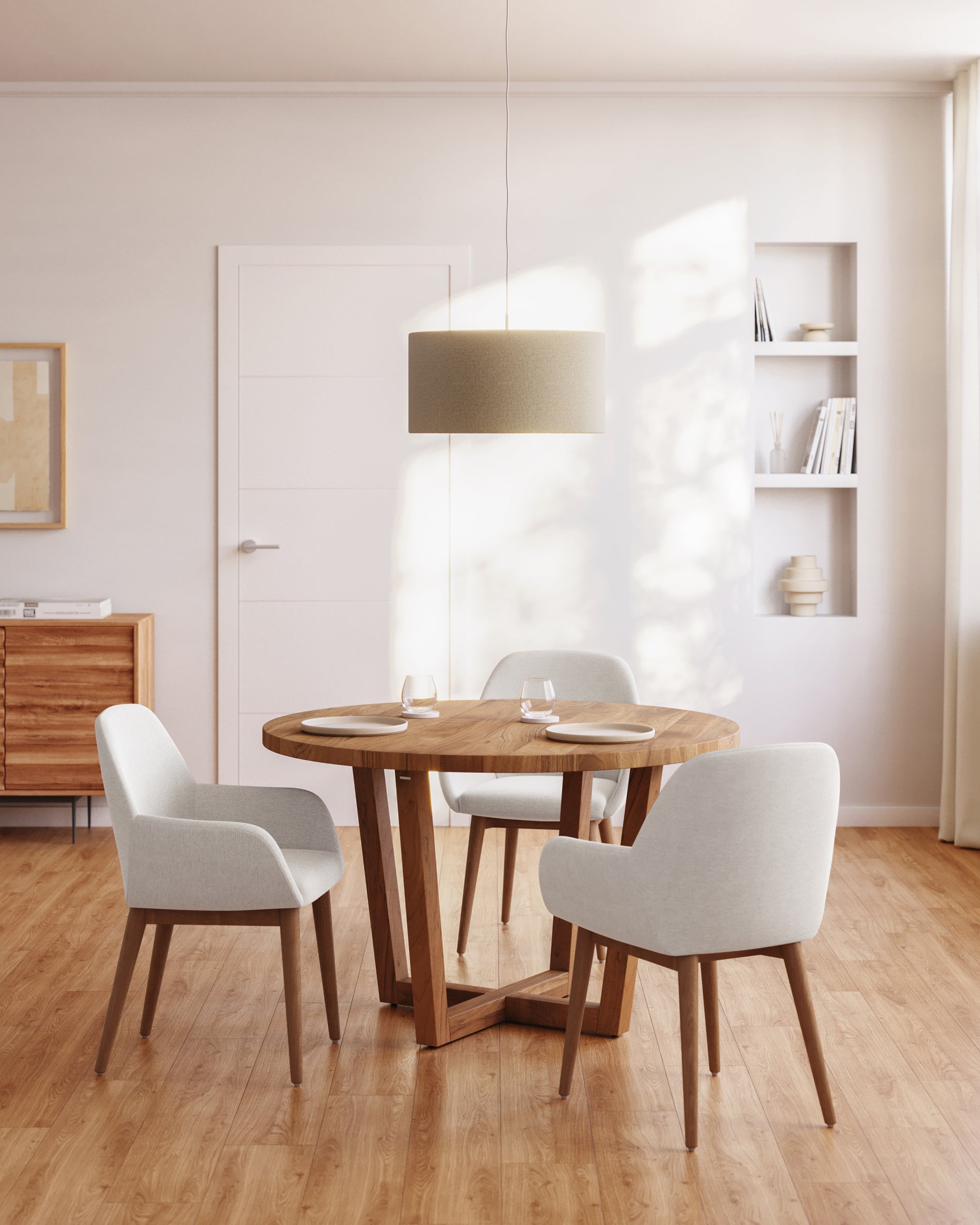Nahla round table made from solid acacia wood with natural finish Ø 120 cm - Lifestyle