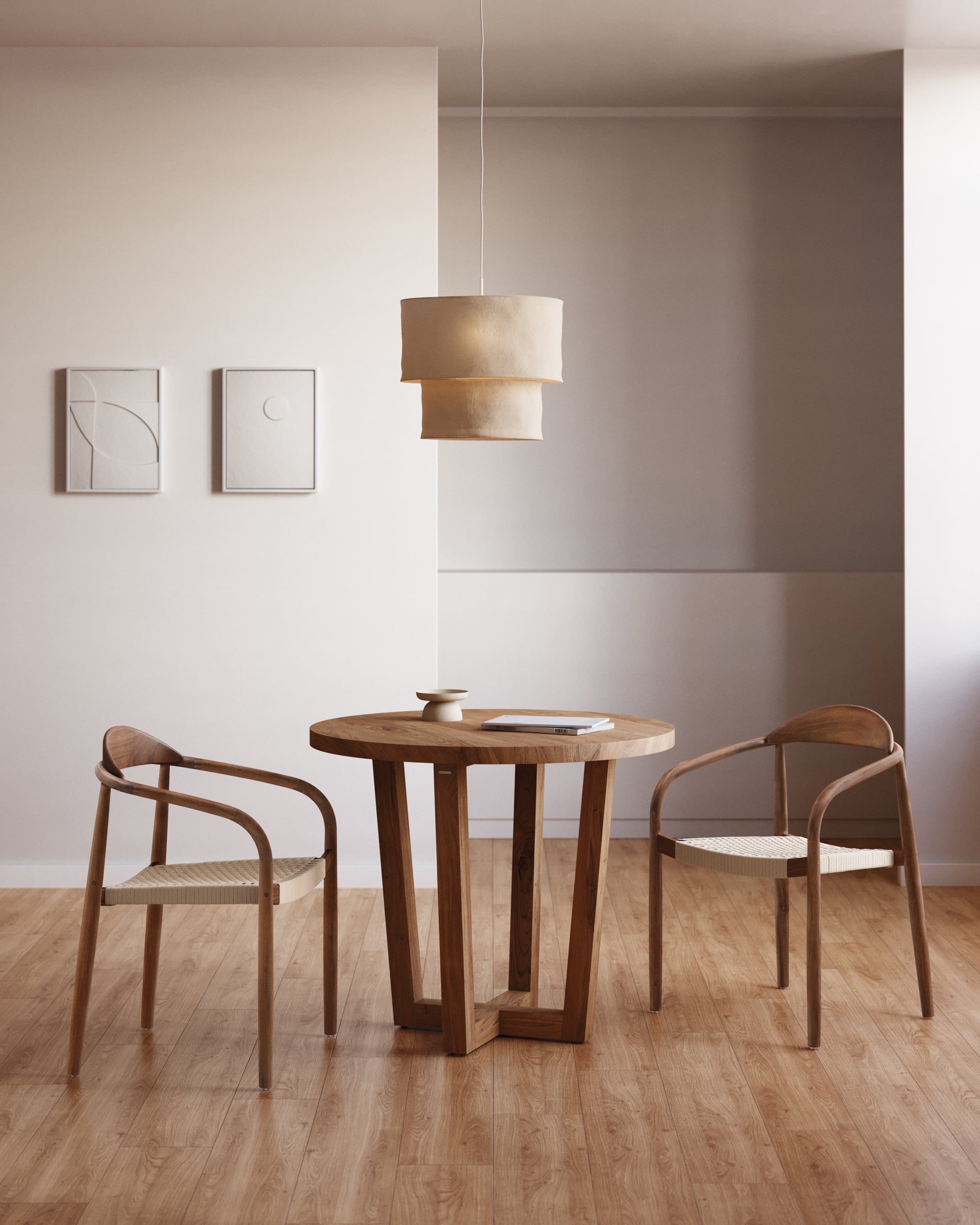 Nahla round table made from solid acacia wood with natural finish Ø 90 cm - Lifestyle