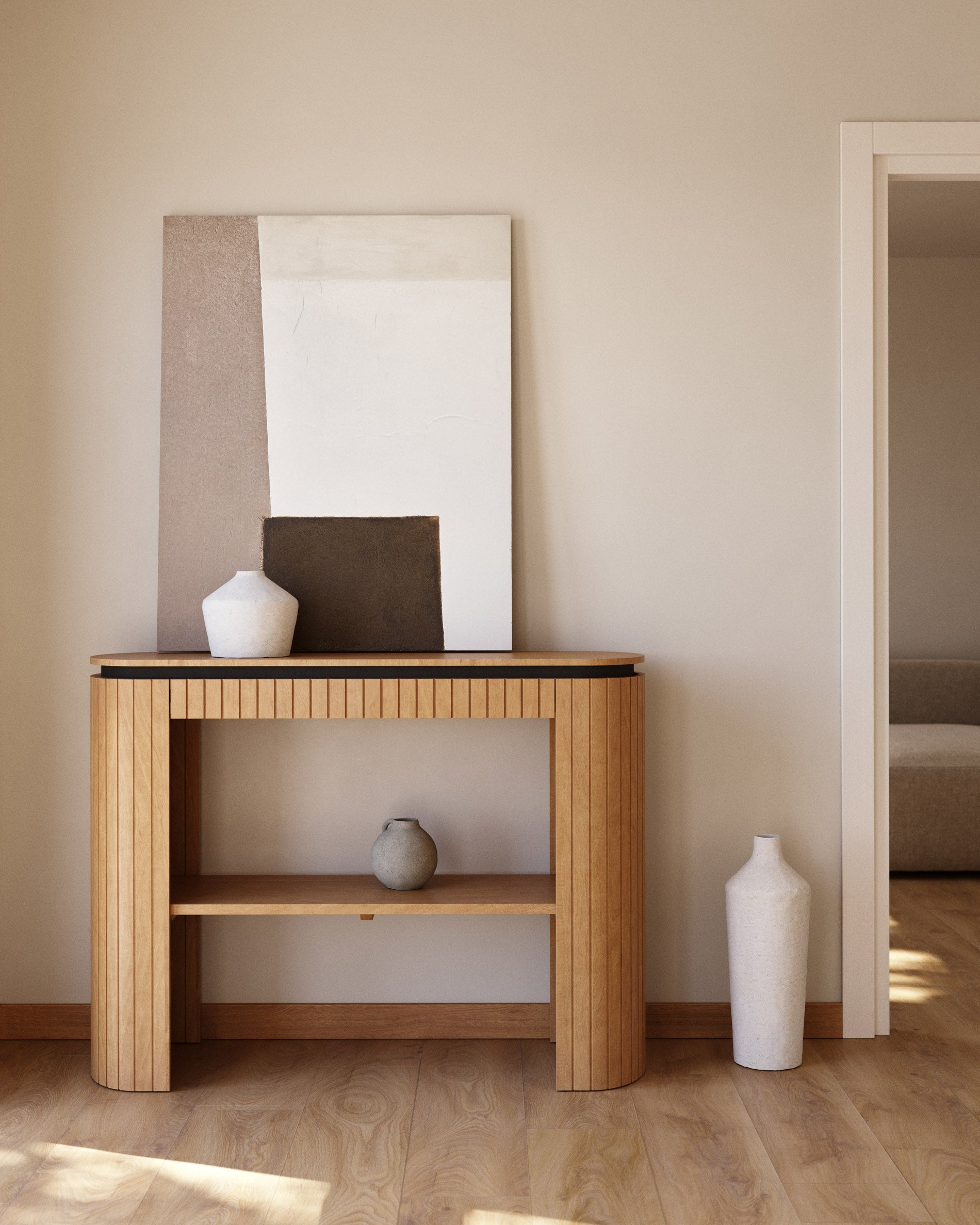 Licia console table with 1 drawer, solid mango wood, 120 x 90 cm - Lifestyle