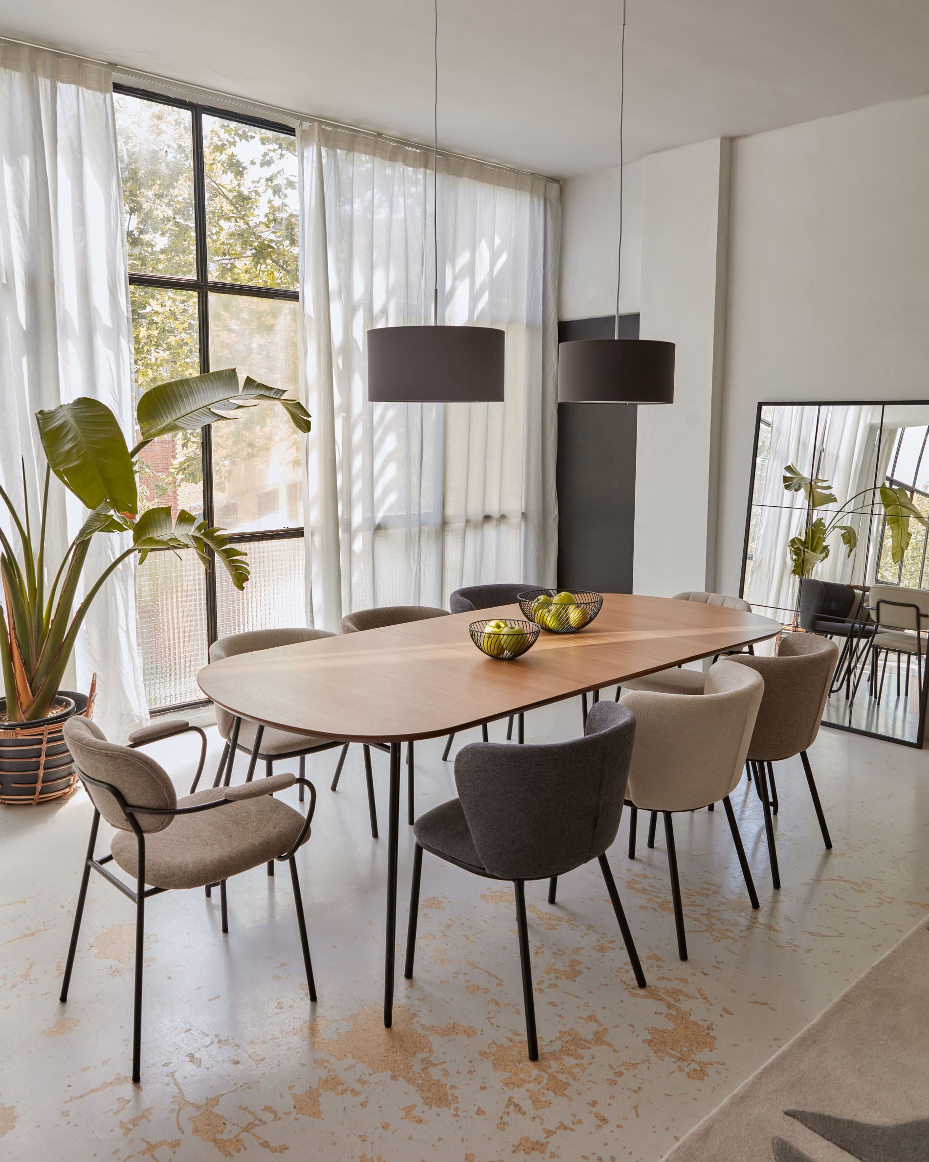 Ciselia chair in dark grey chenille and steel legs with black finish FSC Mix Credit - Lifestyle