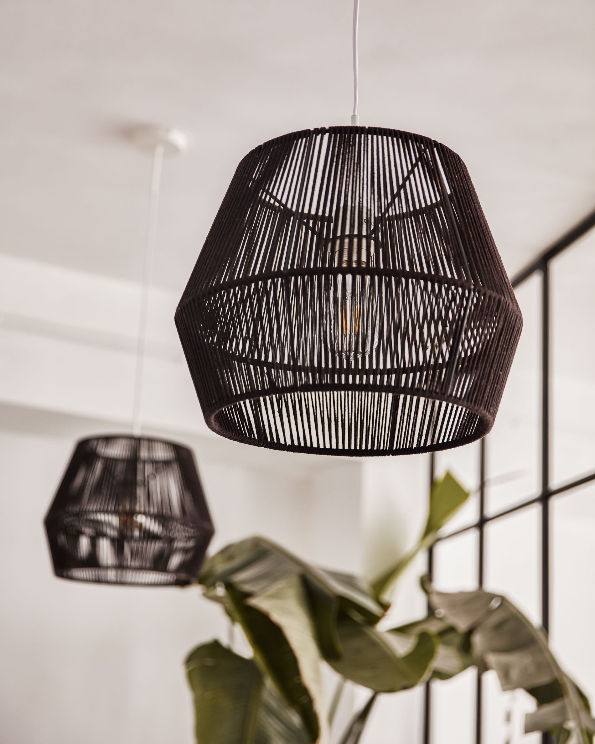 Cantia cotton ceiling light shade with black finish Ø 36,5 cm - Lifestyle