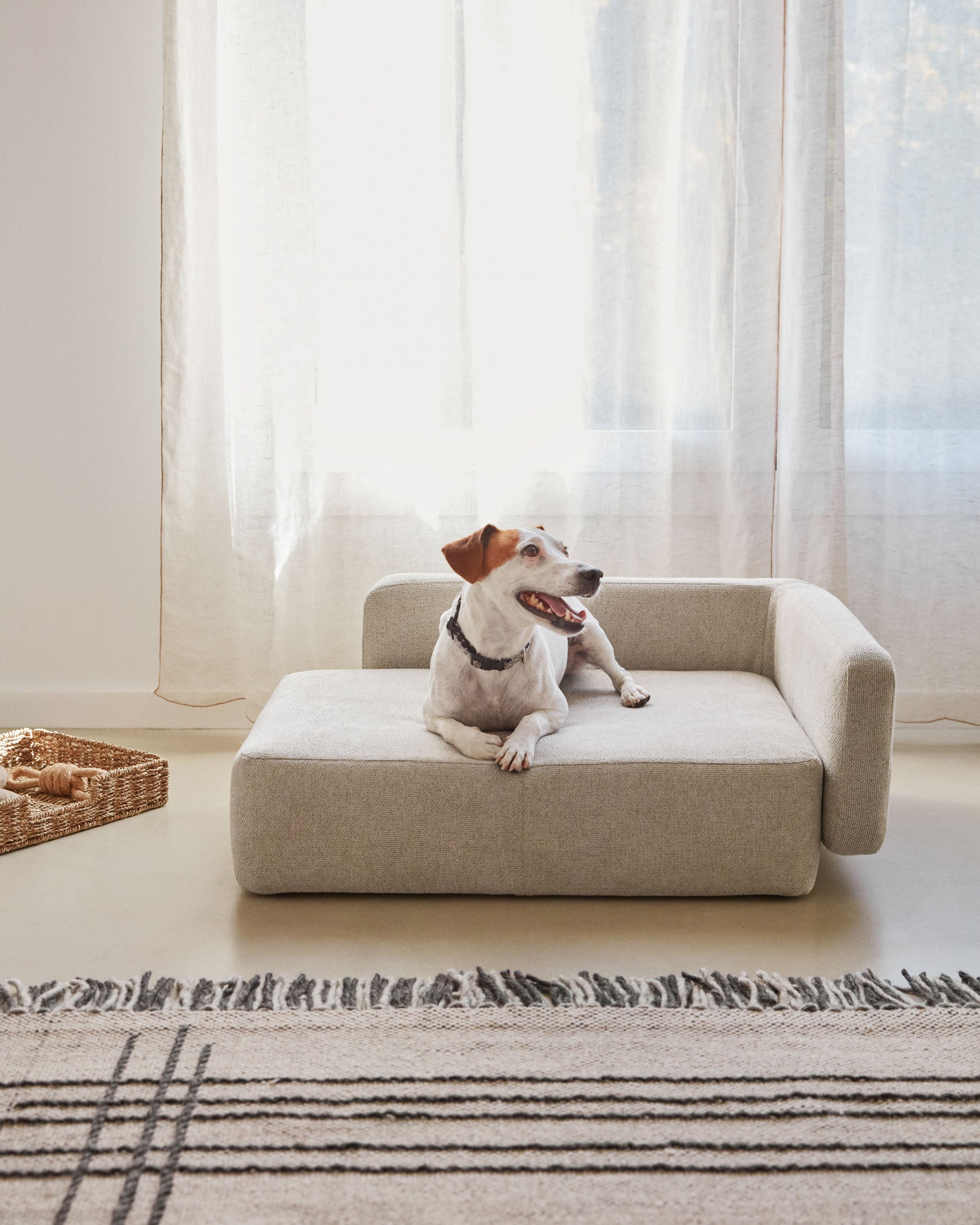 Bowie small bed for pets in beige 63 x 80 cm - Lifestyle