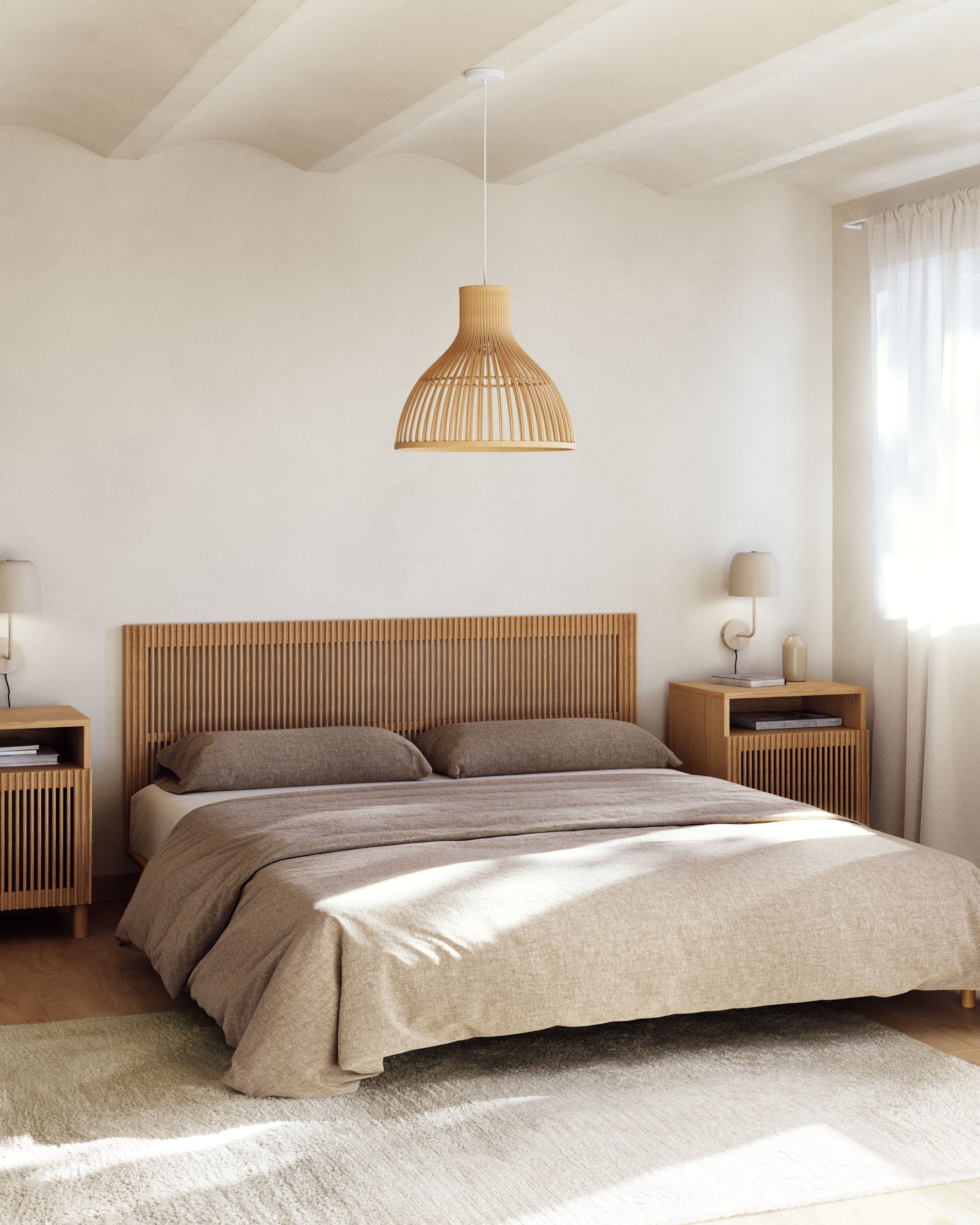 Beyla solid oak wood headboard for 180cm bed FSC 100% - Lifestyle