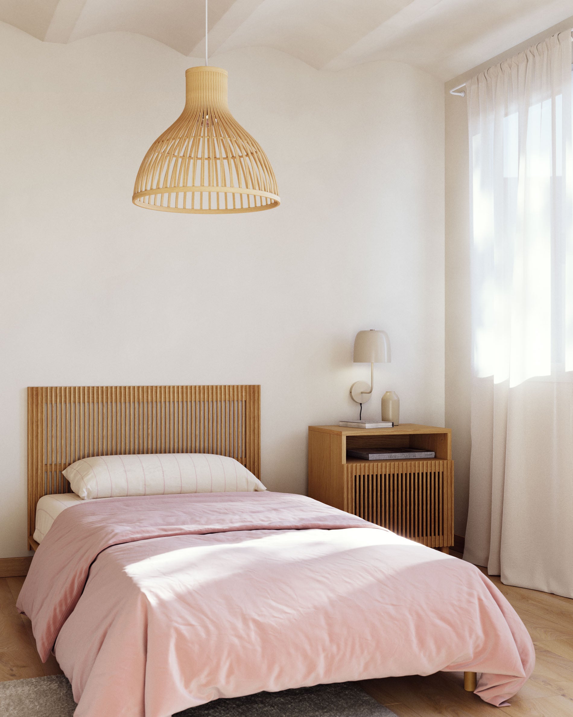 Anielle bed made from solid ash wood for a 90 x 200 cm mattress - Lifestyle