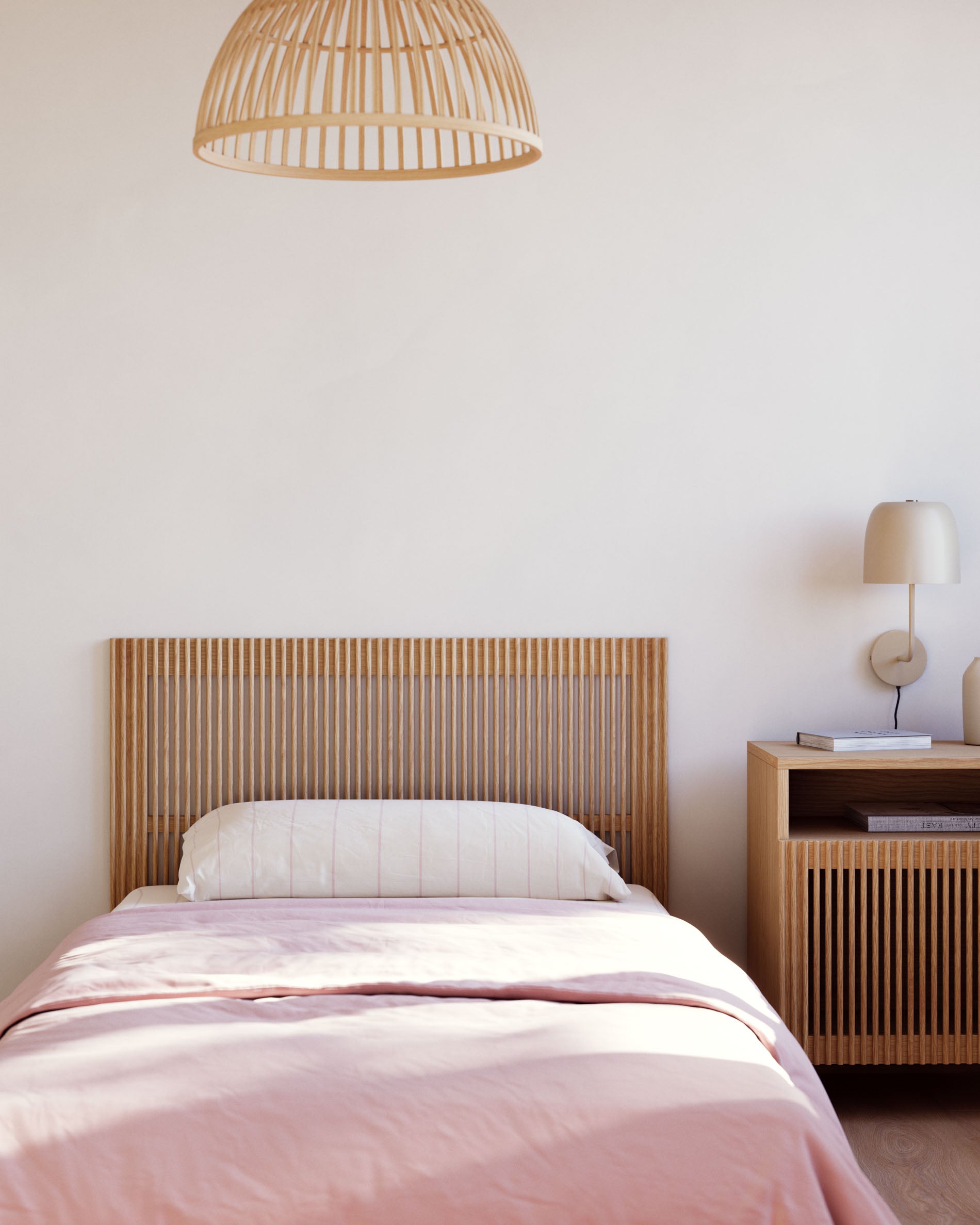 Beyla solid oak wood headboard for 90cm bed FSC 100% - Lifestyle