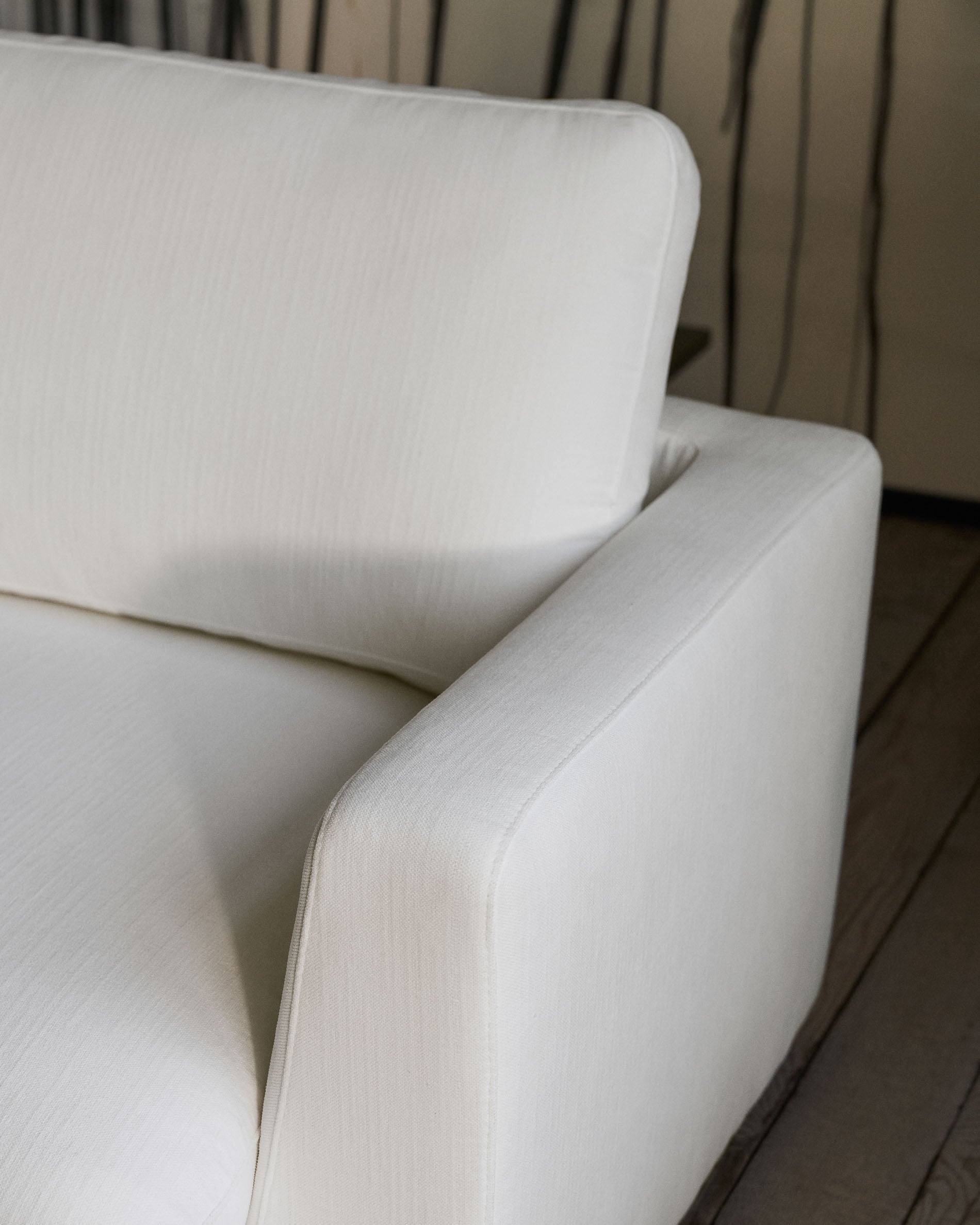 Gala 3-seater white chenille sofa FSC Mix Credit 210cm - Lifestyle