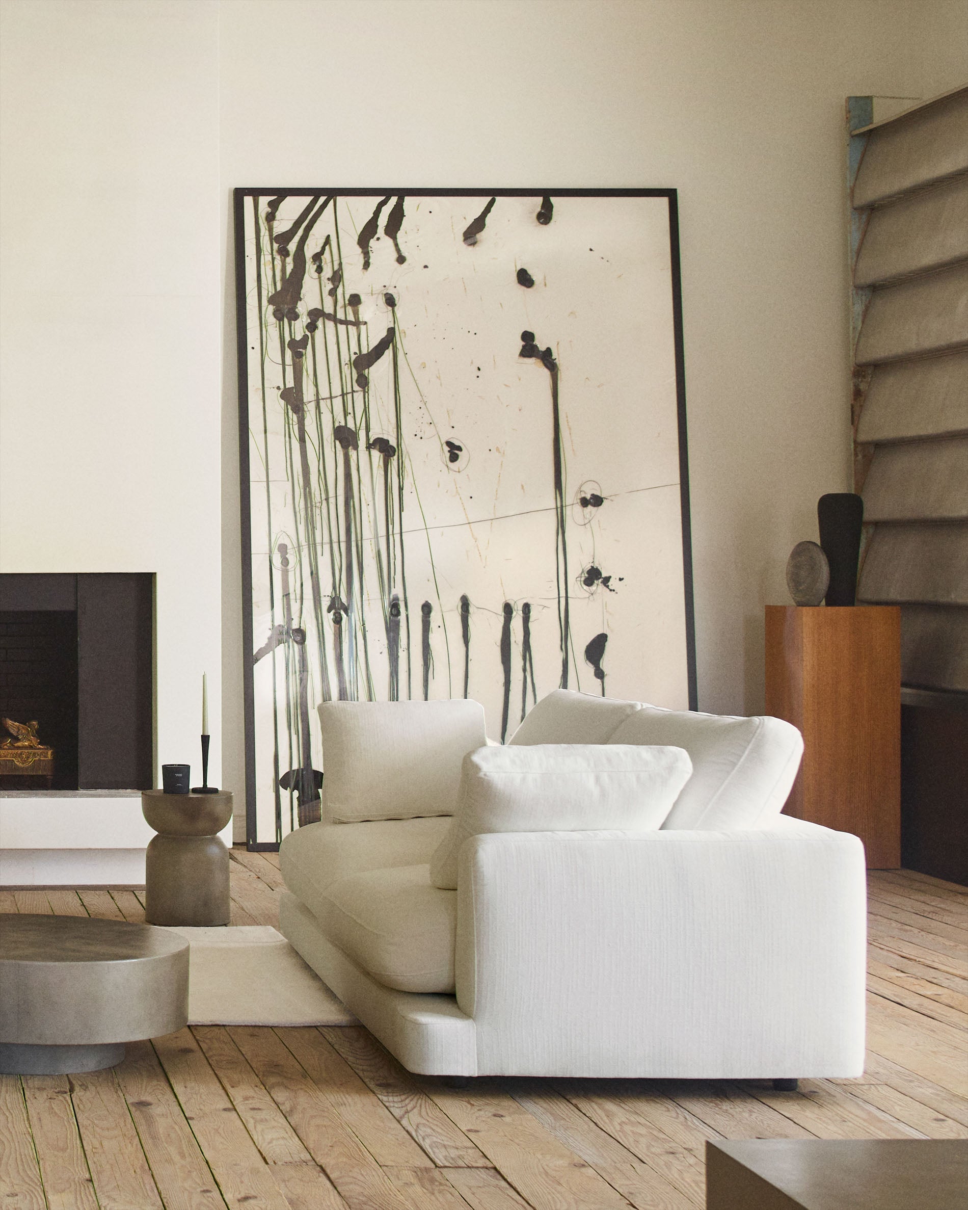 Gala 3-seater white chenille sofa FSC Mix Credit 210cm - Lifestyle