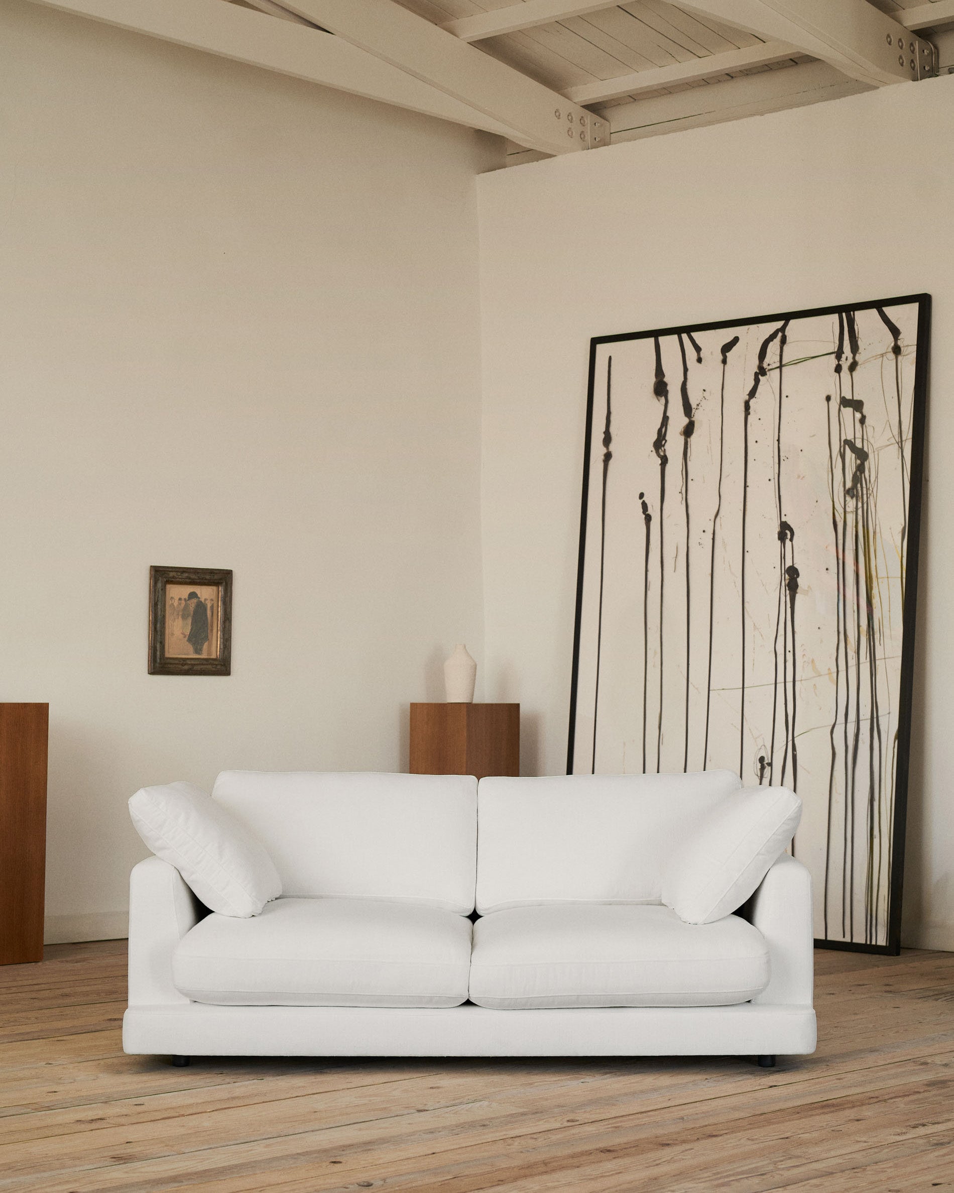 Gala 3-seater white chenille sofa FSC Mix Credit 210cm - Lifestyle