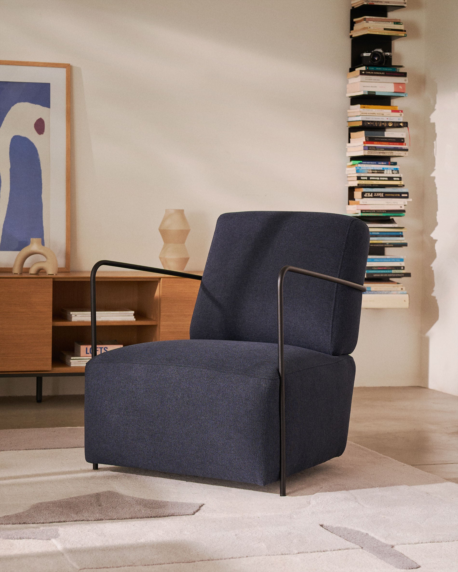 Gamer armchair in blue and metal with black finish - Lifestyle