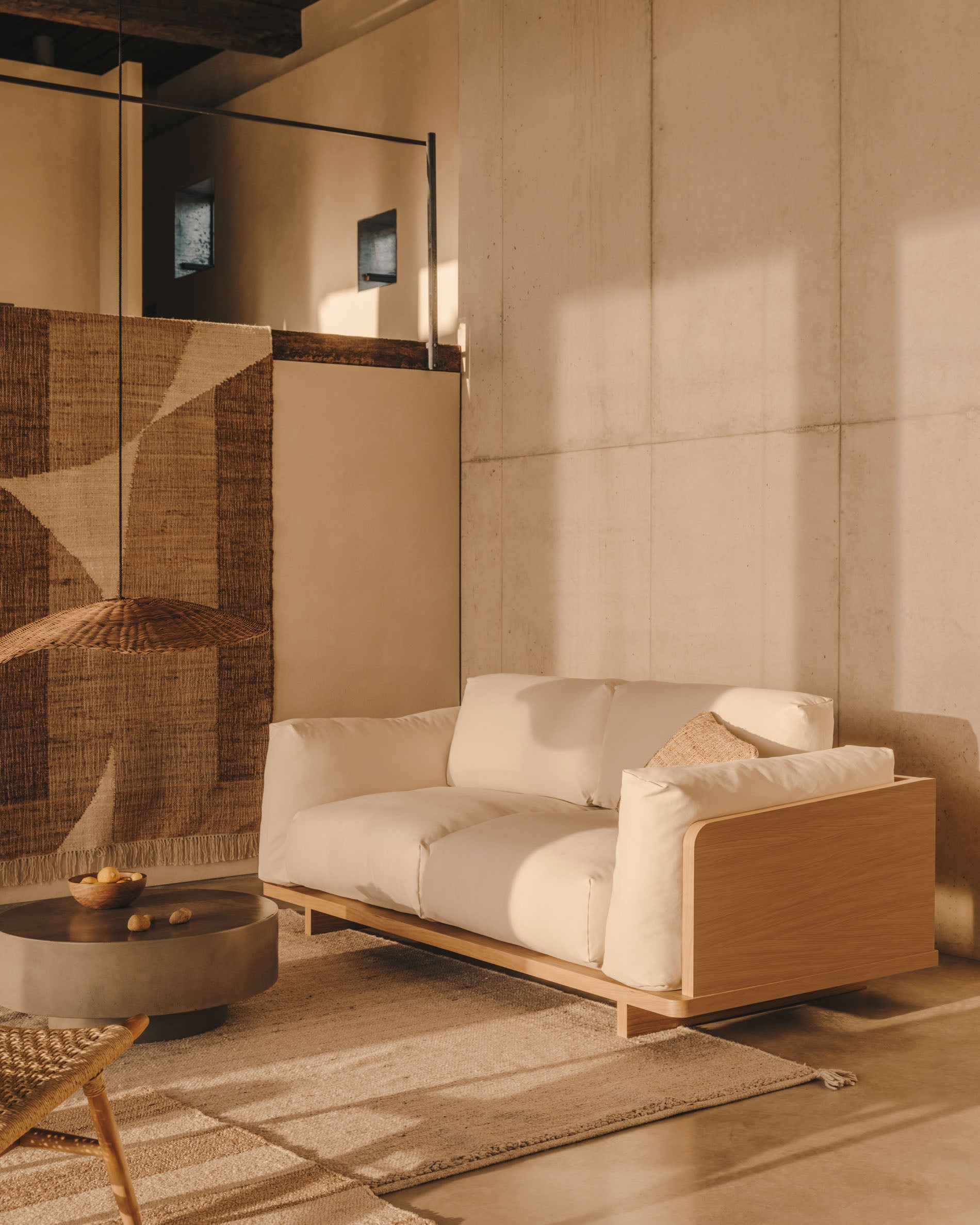 Oaq 3 seater sofa in beige, 225 cm FSC Mix Credit - Lifestyle